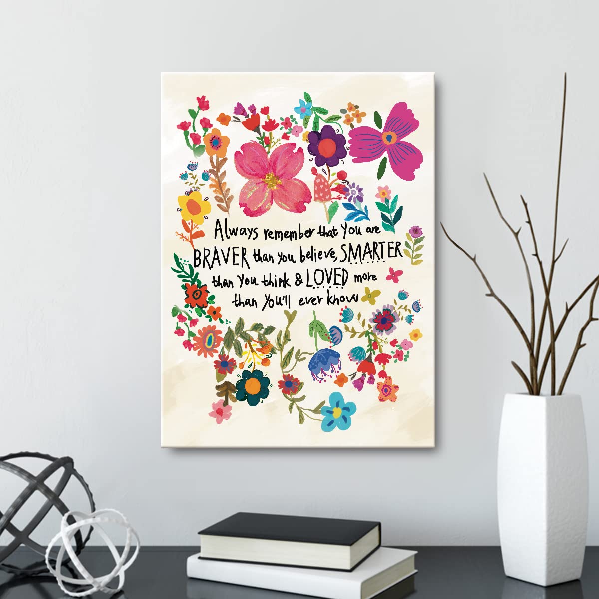 You Are Braver Than You Believe Inspirational Quotes Framed Canvas Prints Wall Art For Teens Girls Nursery Bedroom Dorm Wall Dec