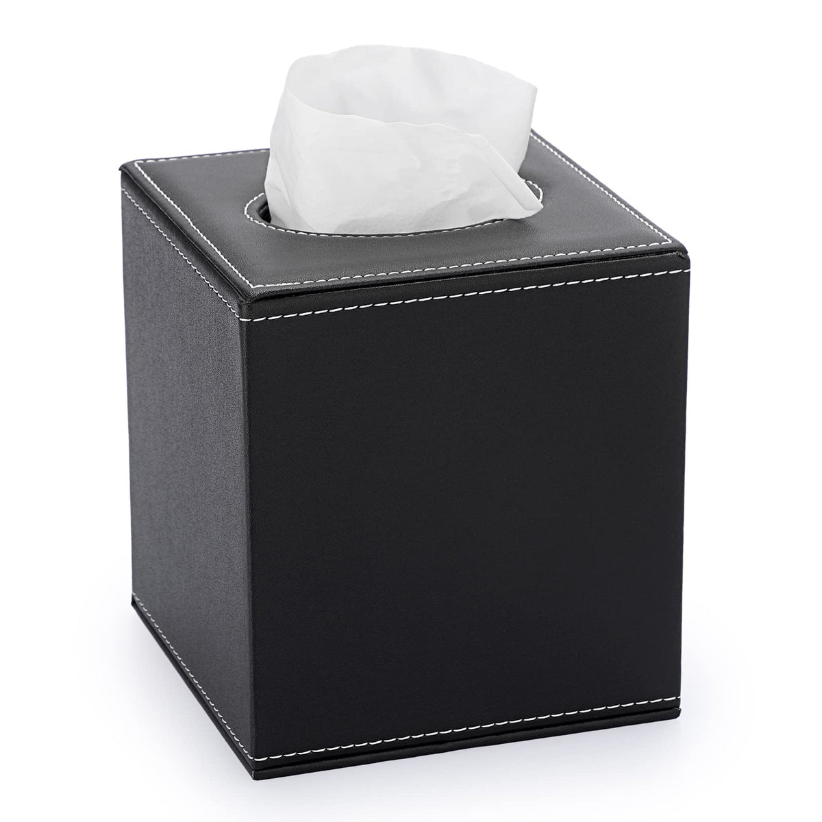 Sumnacon Square Leather Tissue Box Cover - Stylish Cube Tissue Box Holder With Magnetic Bottom, Decorative Pu Tissue Box For Van