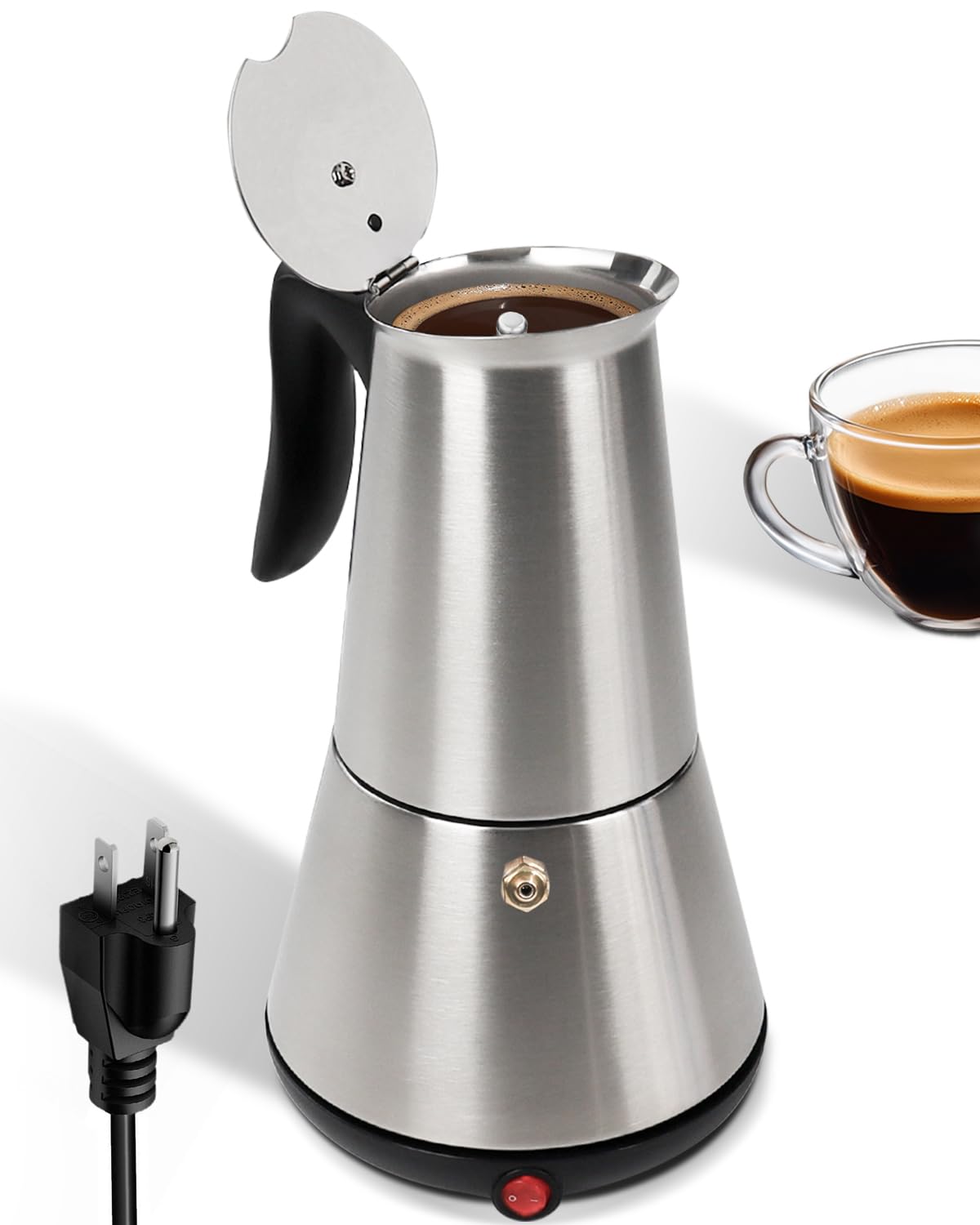 Belly Moka Electric Moka Pot with Detachable Base 6 Cup