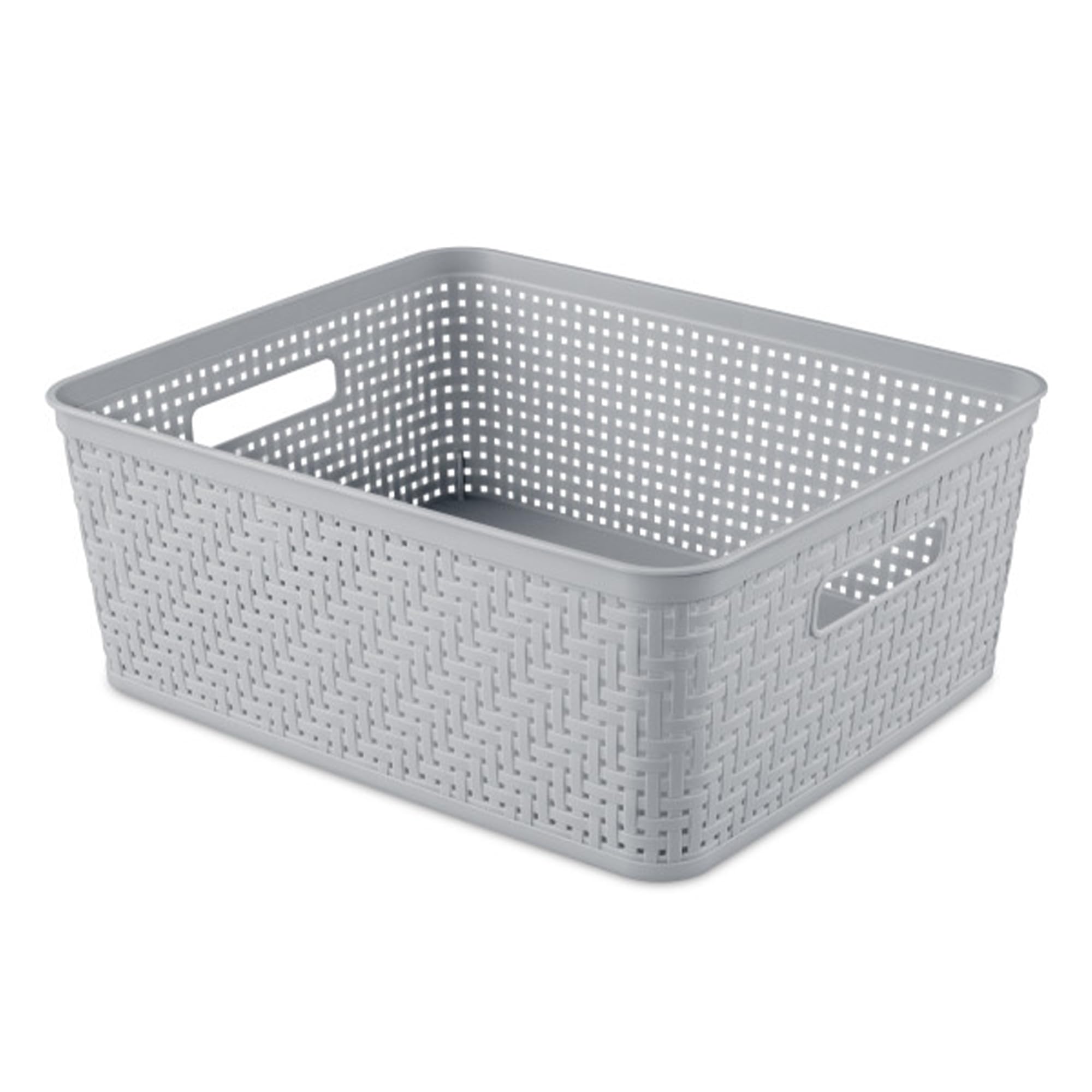 Sterilite 12 Pack Plastic Storage Bin Organization Containers, Short Baskets, Cement