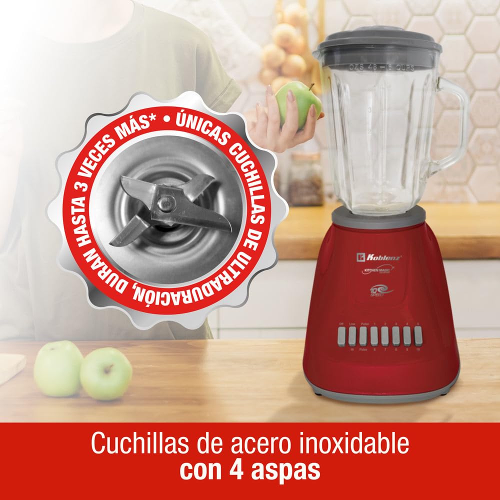 Koblenz 51Oz. Gourmet Blender, Salsa Mixer, Smoothie, 10-Speed 4 Blades With 2 Pulse Function