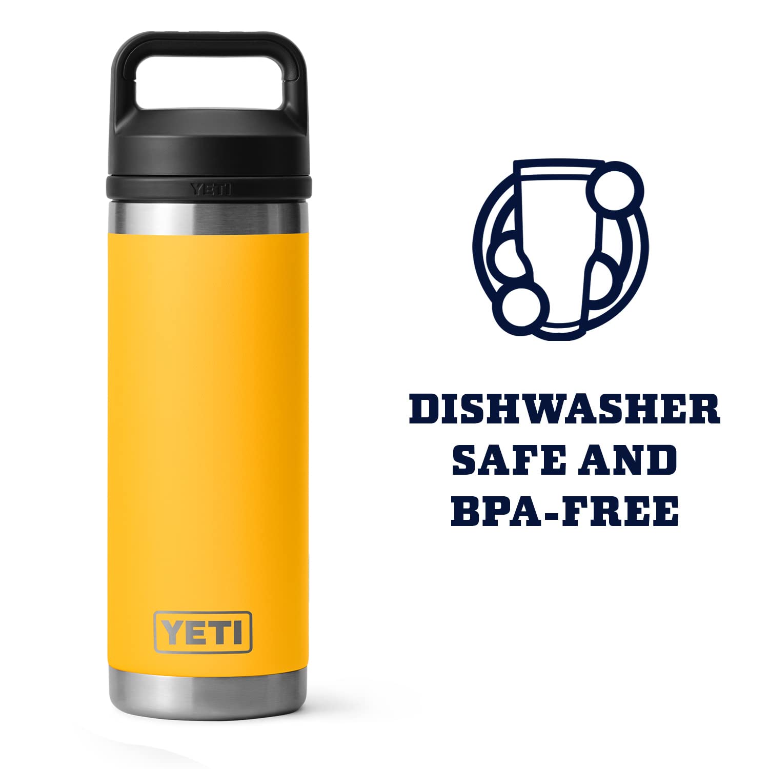 YETI Rambler 18 oz Bottle, Leakproof, Vacuum Insulated, Stainless Steel with Chug Cap, Alpine Yellow