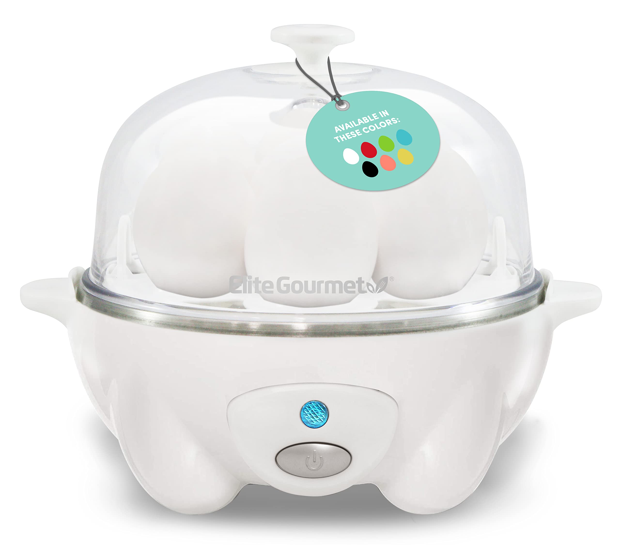 Elite Gourmet Egc-007## Rapid Egg Cooker, 7 Easy-To-Peel, Hard, Medium, Soft Boiled Eggs, Poacher, Omelet Maker, Auto Shut-Off,