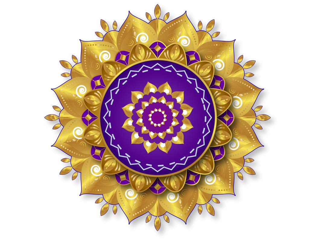 Divinedesigns Yerllow Blue 3D Rangoli Sticker (Size :- 16 X 16 Inch)