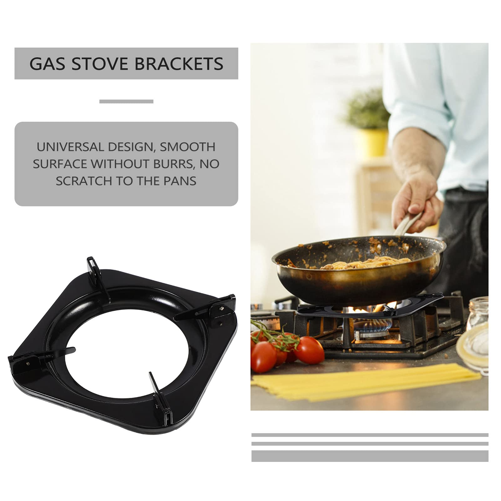 Solustre Square Cast Iron Wok Wok Pan Support Gas Cooker Pot Holder Hob Cooker Pan Holder Stand Non-Slip Cast Iron Wok Support S
