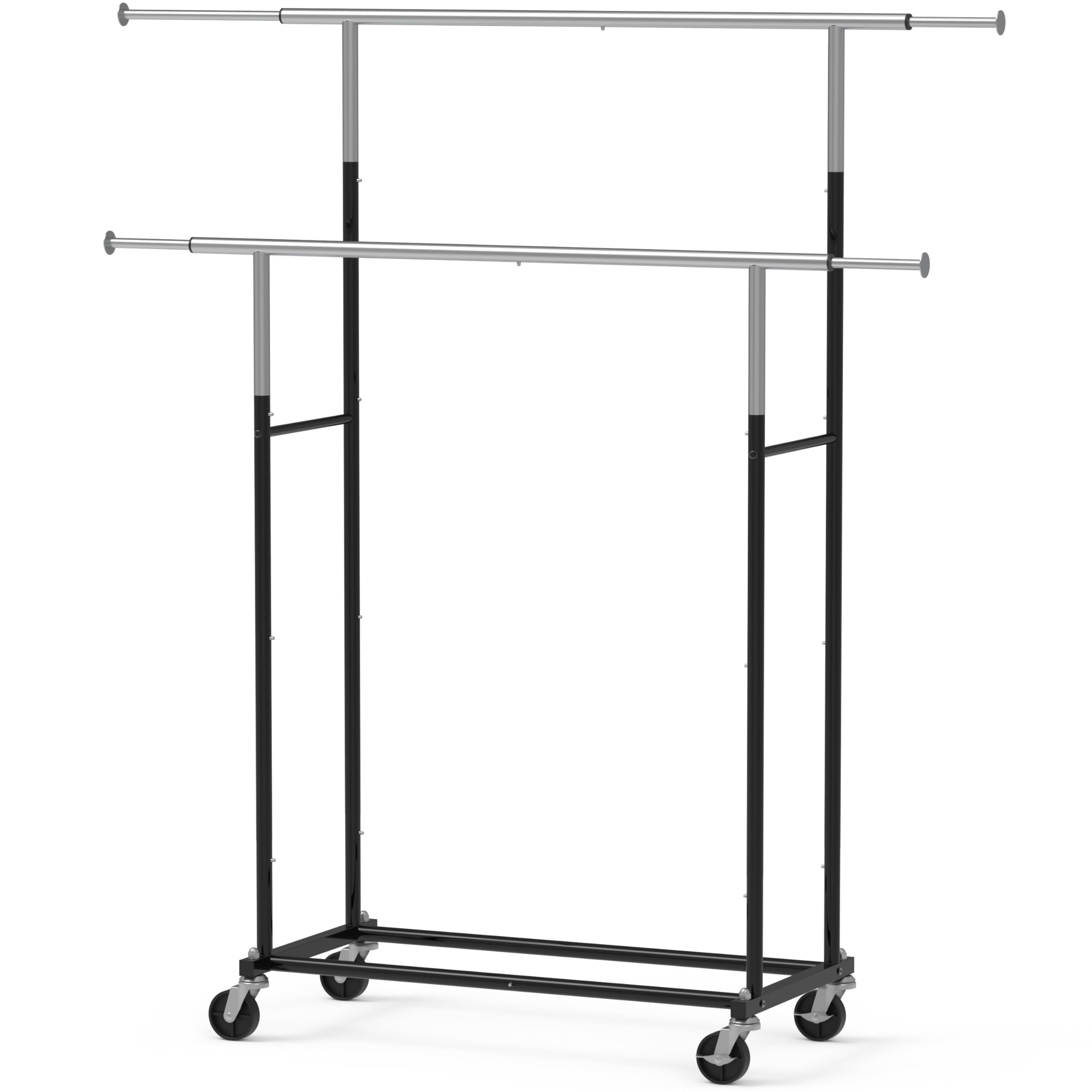 Simple Houseware Standard Double Rod Garment Rack, Black