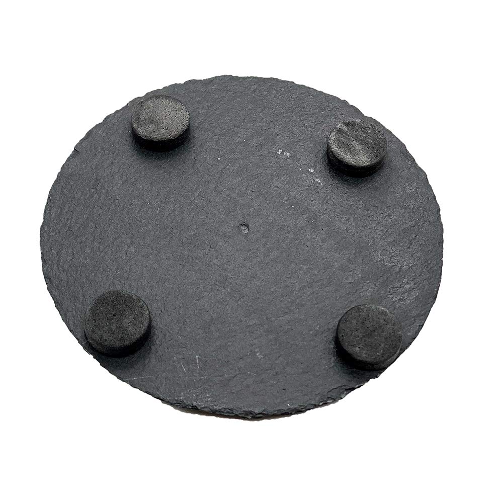 Petite Lili Black Round Natural Slate Funny Coaster, Don'T Worry Be Happy, Set Of 4 Housewarming ,Man Cave, ,Living Room Decorat
