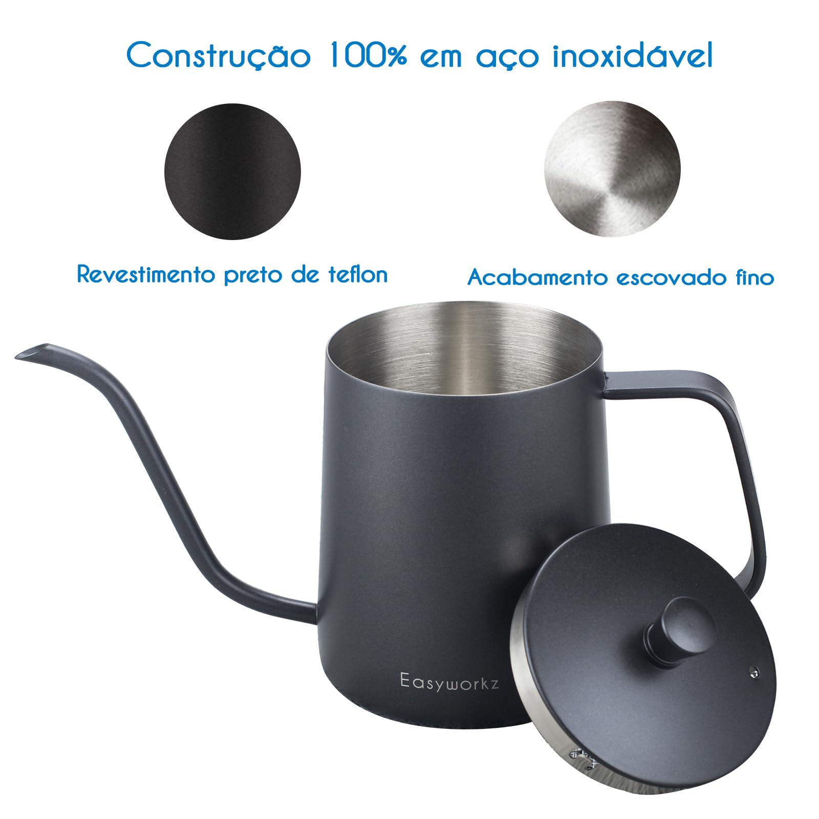 Easyworkz Gage Gooseneck Pour Over Coffee Kettle 12 Oz Stainless Steel Hand Drip Coffee Pot With Long Narrow Spout