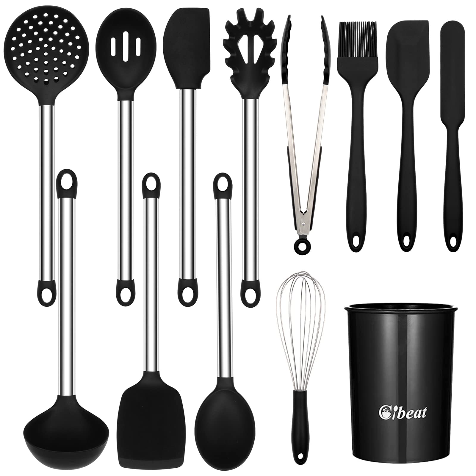 13 Pieces Kitchen Utensil Set, Silicone Cooking Utensils, Stainless Steel Kitchen Utensils Set, Silicone Spatula Set Utensil Set