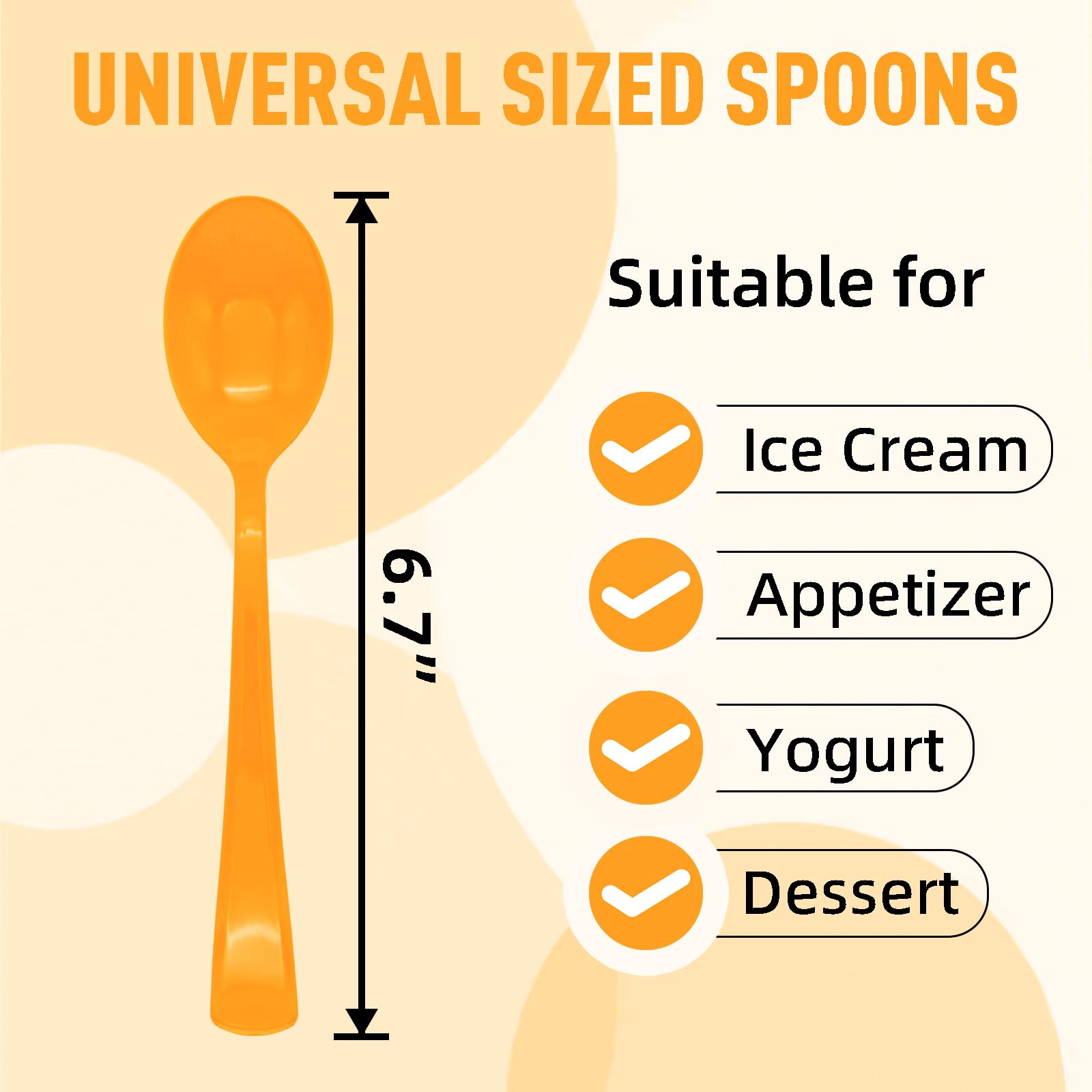 50 Pcs Orange Plastic Spoons Orange Plastic Silverware Disposable Cutlery Heavy Duty 50 Spoons for Birthday, Autumn, Halloween,