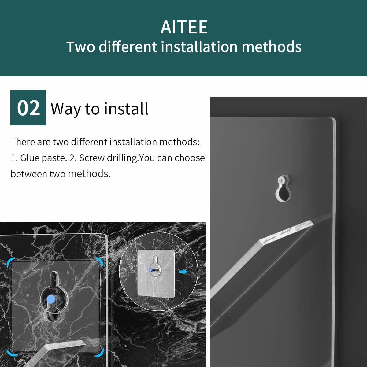 Aitee Acrylic Shower Caddy Organizer For Bathroom, Clear Shampoo Holder Organizer Shelf Wall Mounted, No Drilling And Rustproof,