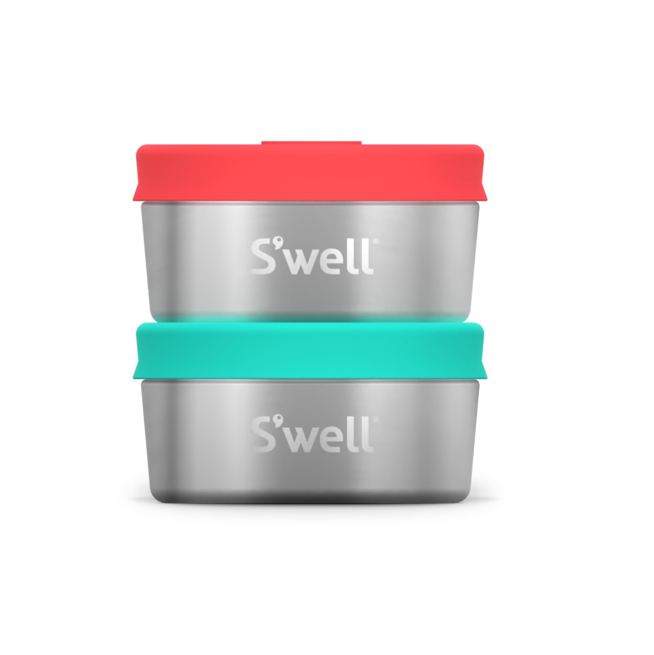 S'Well Stainless Steel Condiment Container Set Of Two, 2Oz, Tangerine/Turquoise, Single Walled Durable Construction, Leakproof S