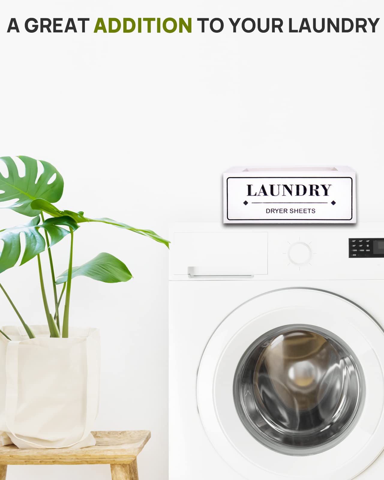 Dryer Sheet Holder Dispenser Container  Space Saving Laundry Room Organization and Storage  Farmhouse Laundry Dryer Sheets Holder for Laundry Room Decor  Fabric Softener Dispenser Containers  White