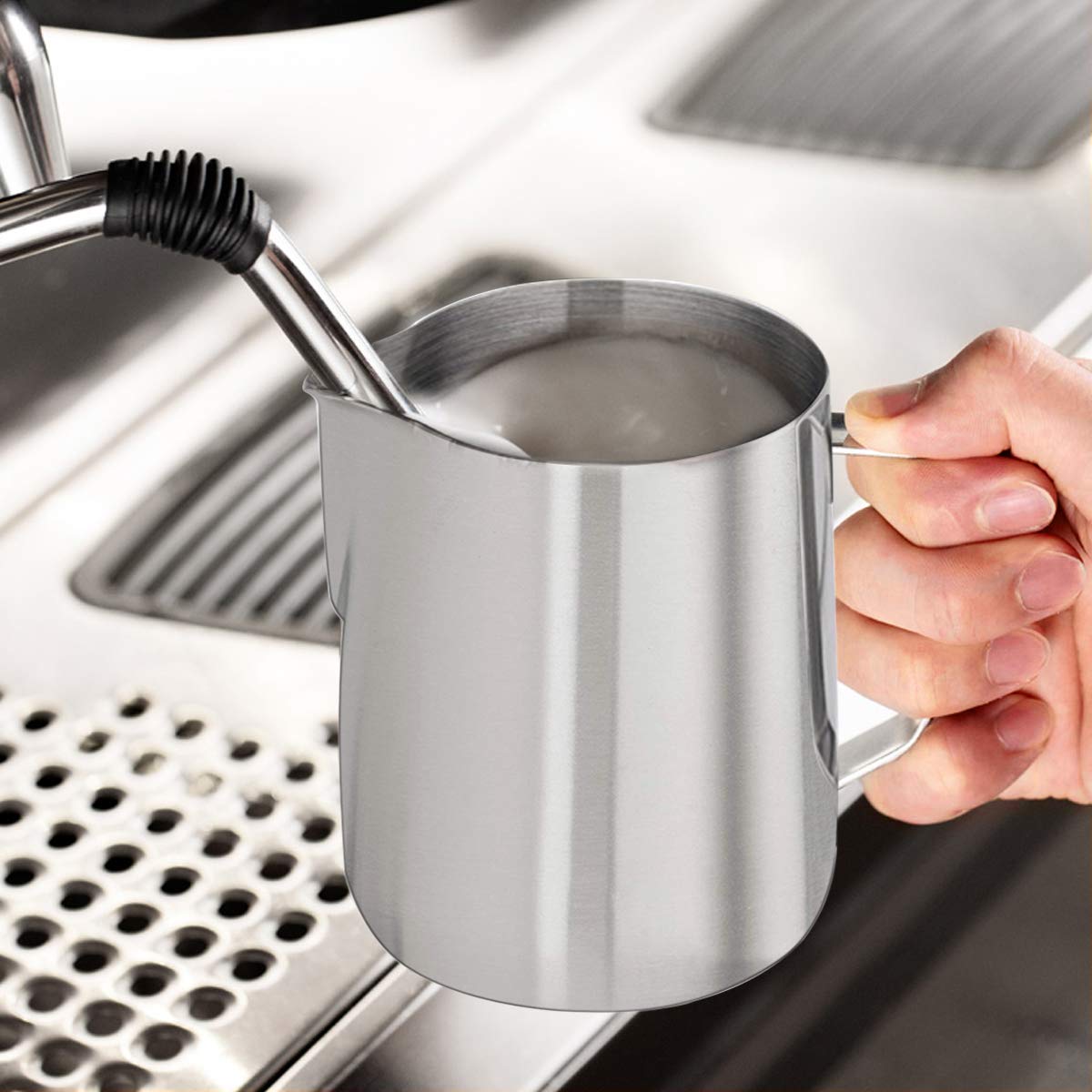 Milk Frothing Pitcher, Enloy 20 Oz Stainless Steel Creamer Frothing Pitcher, Perfect For Espresso Machines, Milk Frothers, Latte