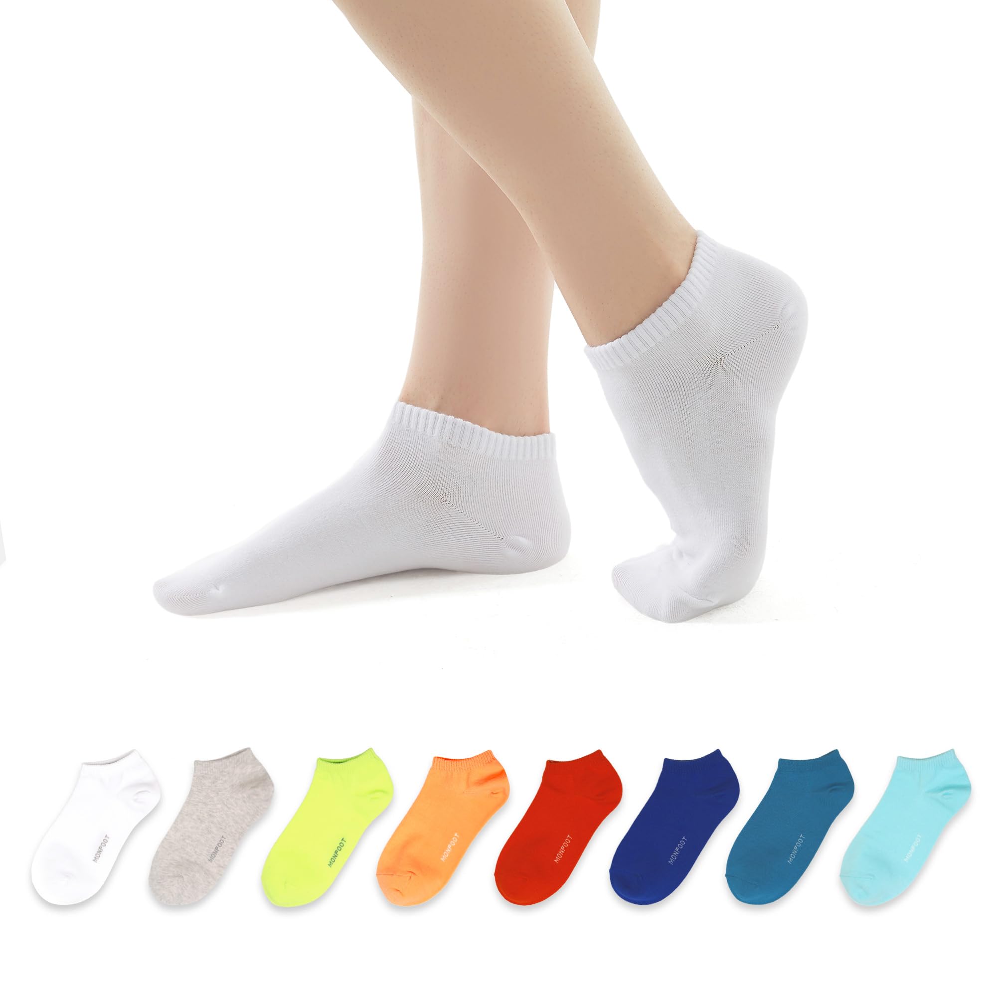 MONFOOT 10-Pack Cotton Low Cut Ankle Socks, Large, Multicolor (Grey, White, Multicolour)