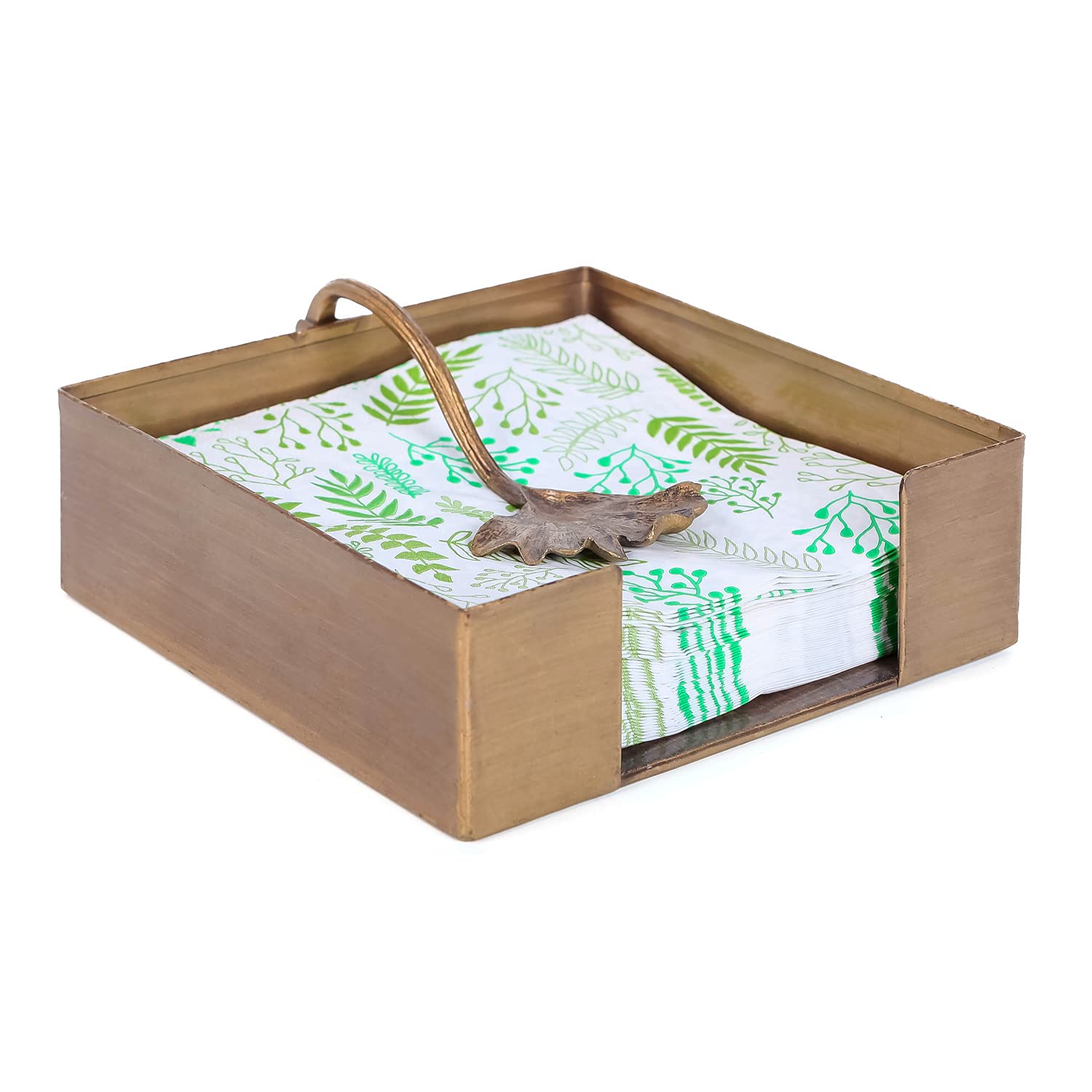 Nikky Home Farmhouse Napkin Holder, Rustic Tissue Dispenser, Flat Paper Hand Towel Caddy, Vintage Cooktail Napkin Tray Decor For