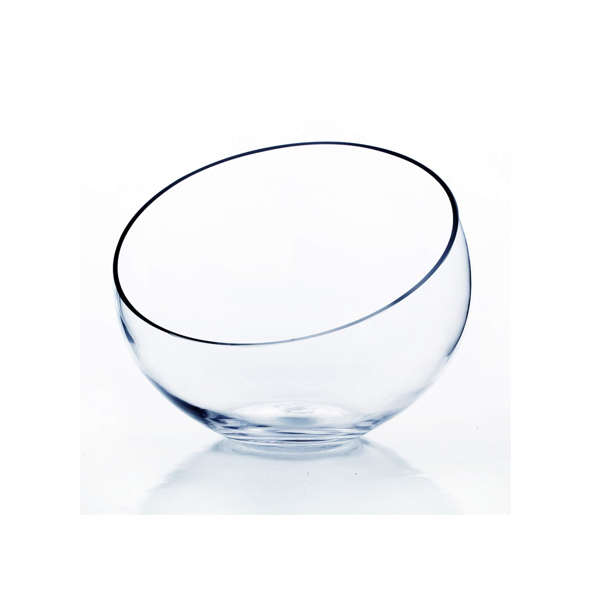 WGV Slant Cut Bowl Glass Vase, Width 9, Height 8.25, Clear Terrarium, Candy Dish, Fruit Jar, Floral Container for Wedding Party 