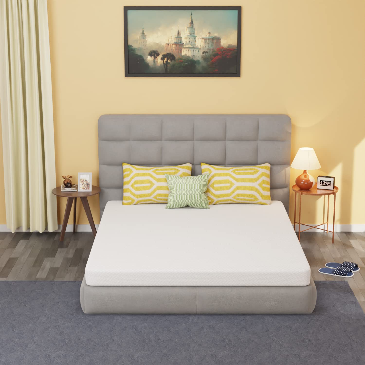 5 Inch Memory Foam Mattress Cooling Gel Green Tea Infused Mattress Medium Firm Mattresses Fiberglass Free/CertiPUR-US Certified/Bed-in-a-Box/Pressure Relieving King Size White