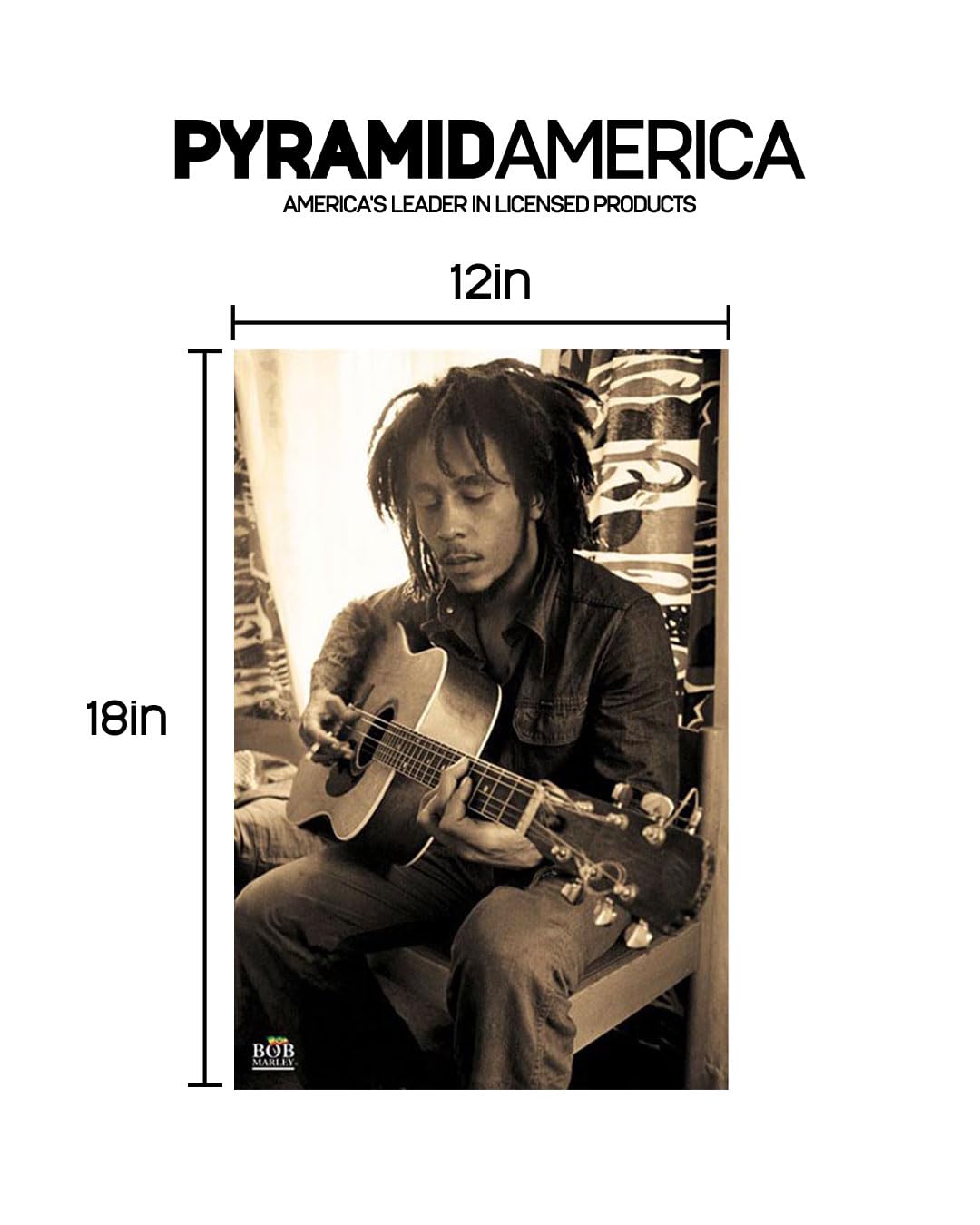 Pyramid America Bob Marley-Playing Guitar in Sepia  Music Poster Print  24 by 36-Inch