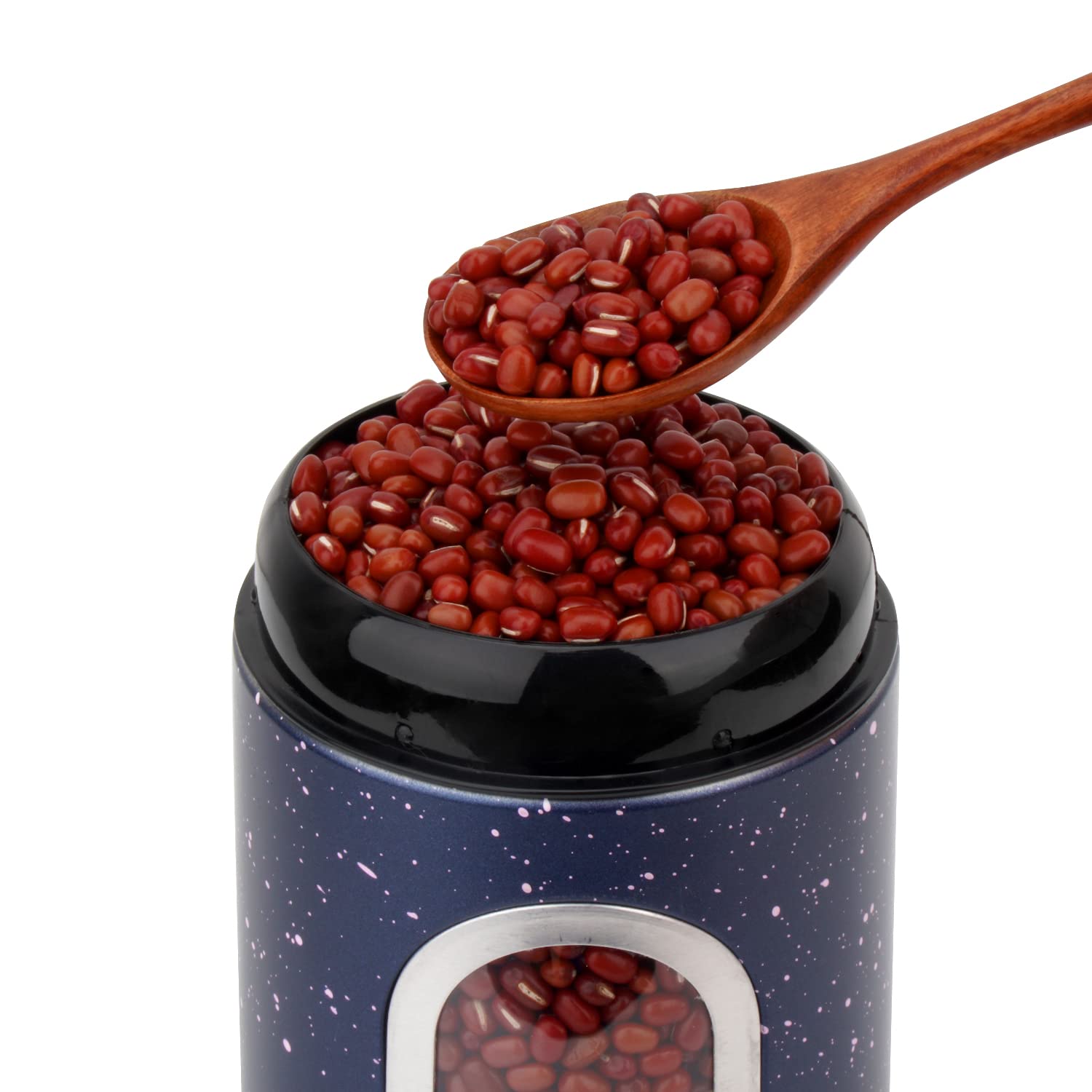 Aeunkiuo Black Kitchen Counter Canister Set 3 Pieces, 0.9/1.6/2.9 Quarts Stainless Steel Flour Sugar Tea Coffee Biscult Storage