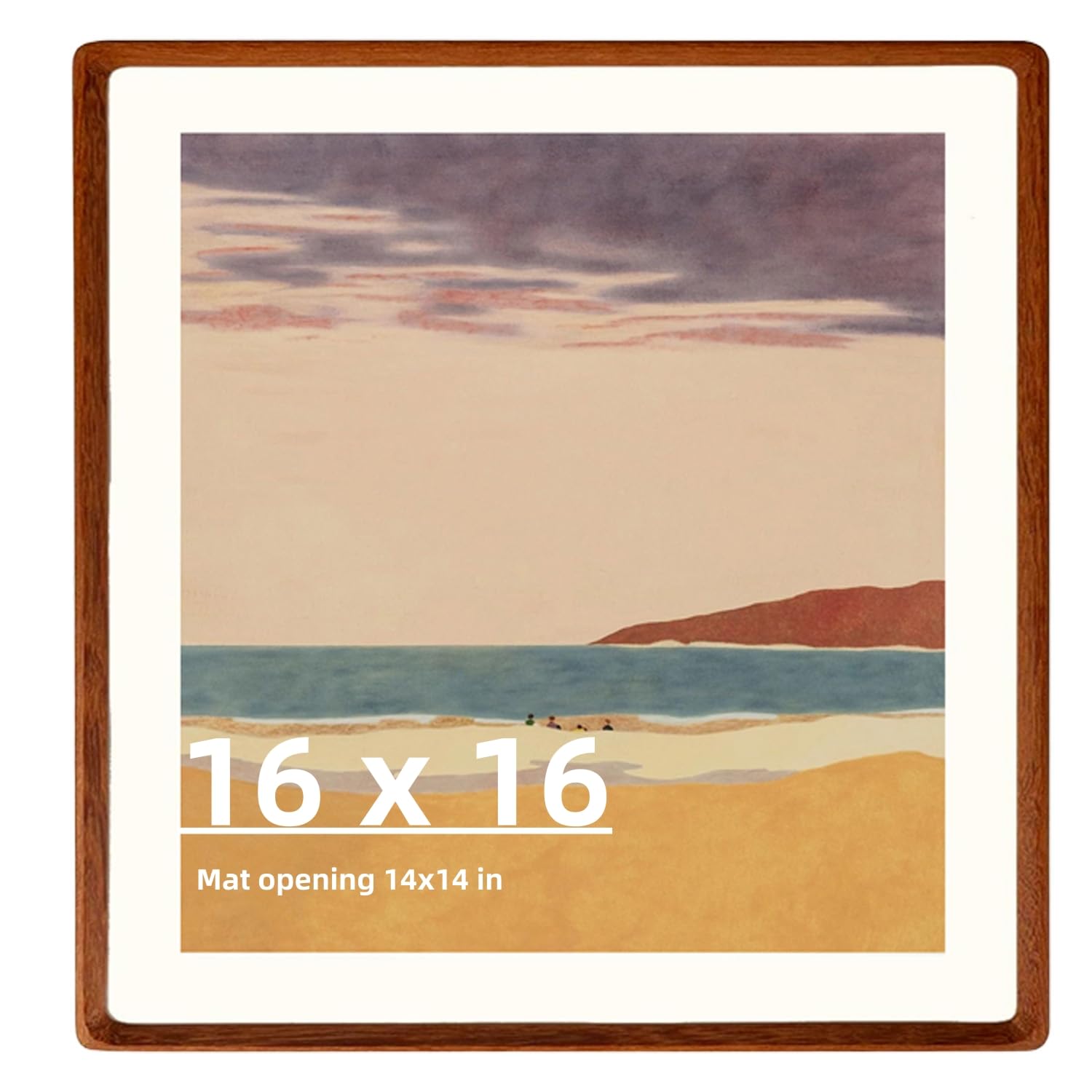 Zibrelte Natural 16x16 Picture Frame Wood with 14x14 Mat,Square Wall Photo Frames 16x16 Made of Solid Walnut Wood for Tabletop G
