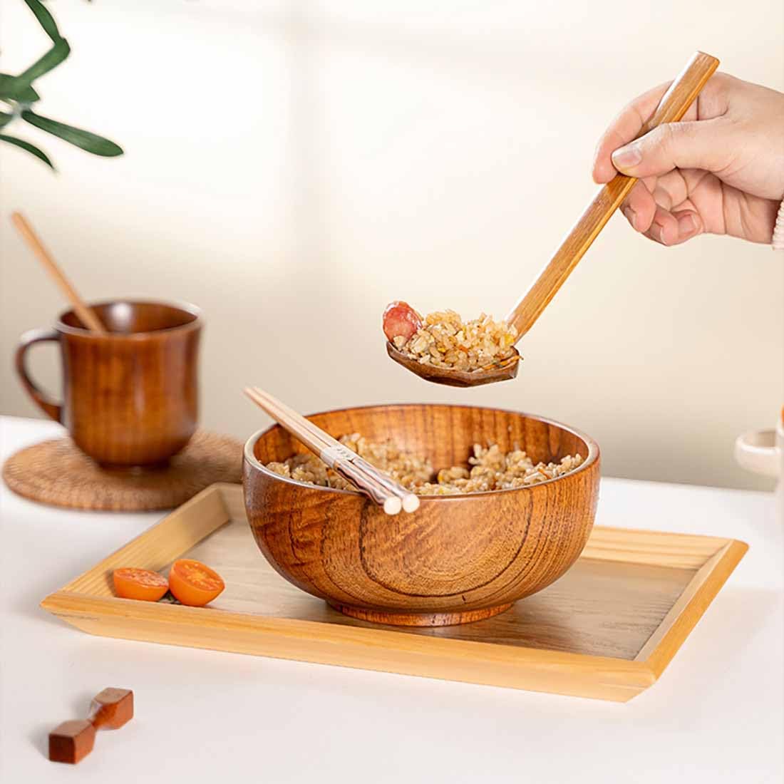 4 Pcs Japanese Soup Spoon Wooden Ramen Spoons With Long Handle, Tortoise Pot Spoon For Porridge Restaurant, Household, Eating Mi