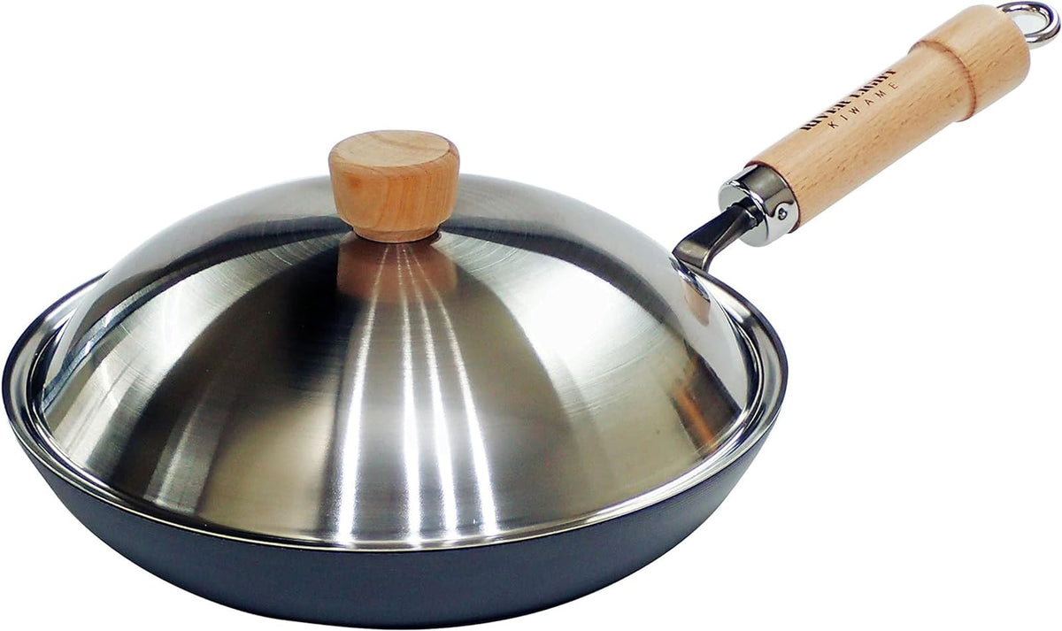 Riverlight Js2328 Kyoku Japan Iron Thick Plate Frying Pan With Lid Set, 11.0 Inches (28 Cm), Iron Nitride, Nitriding, Ih Compati