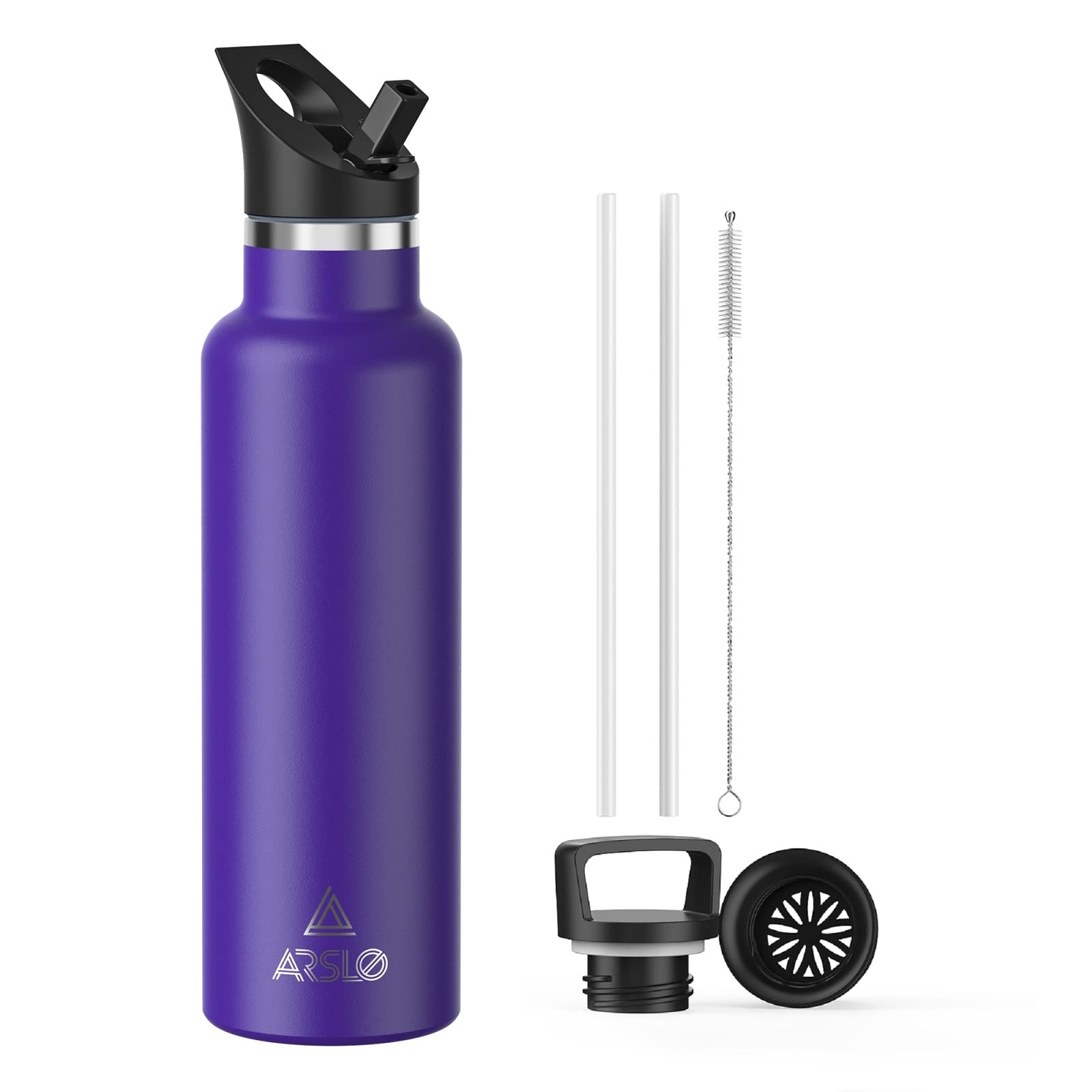 Arslo Stainless Steel Double Wall Water Bottles 25 Ounce, Vacuum Insulated Bottle With Straw Lid, Insulated Water Bottle Keeps W