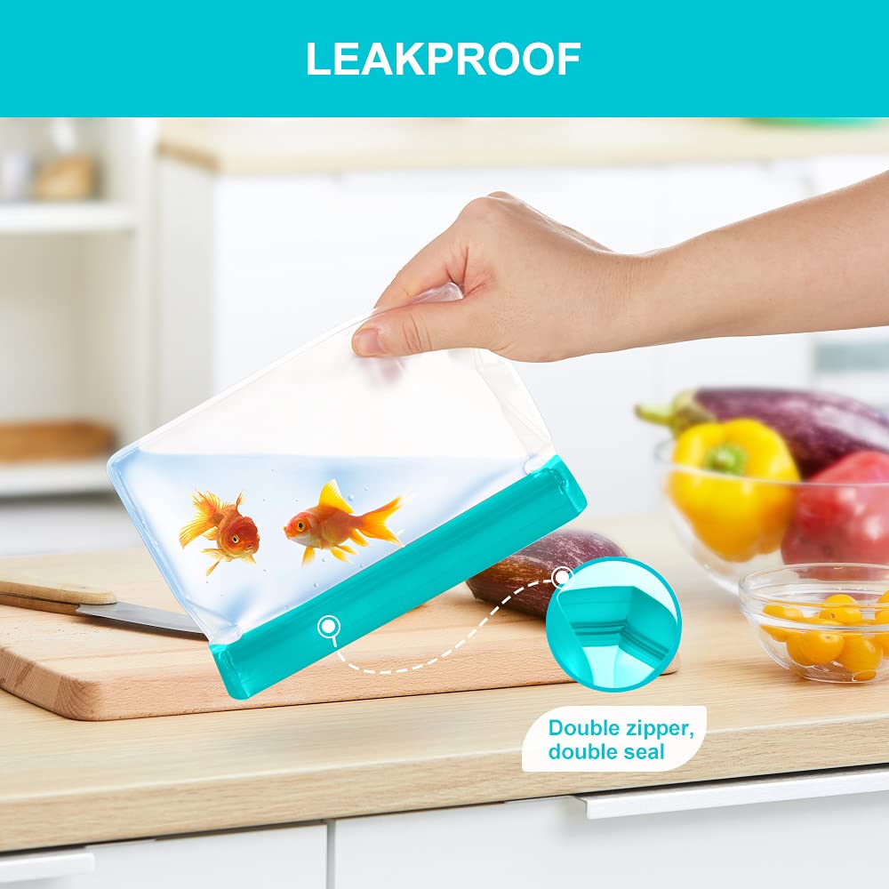 Reusable Food Storage Bags Stand Up, 9 Pack Ziplock Reusable Freezer Bags, Leakproof Storage Gallon Bags, Reusable Food Bags, Sa