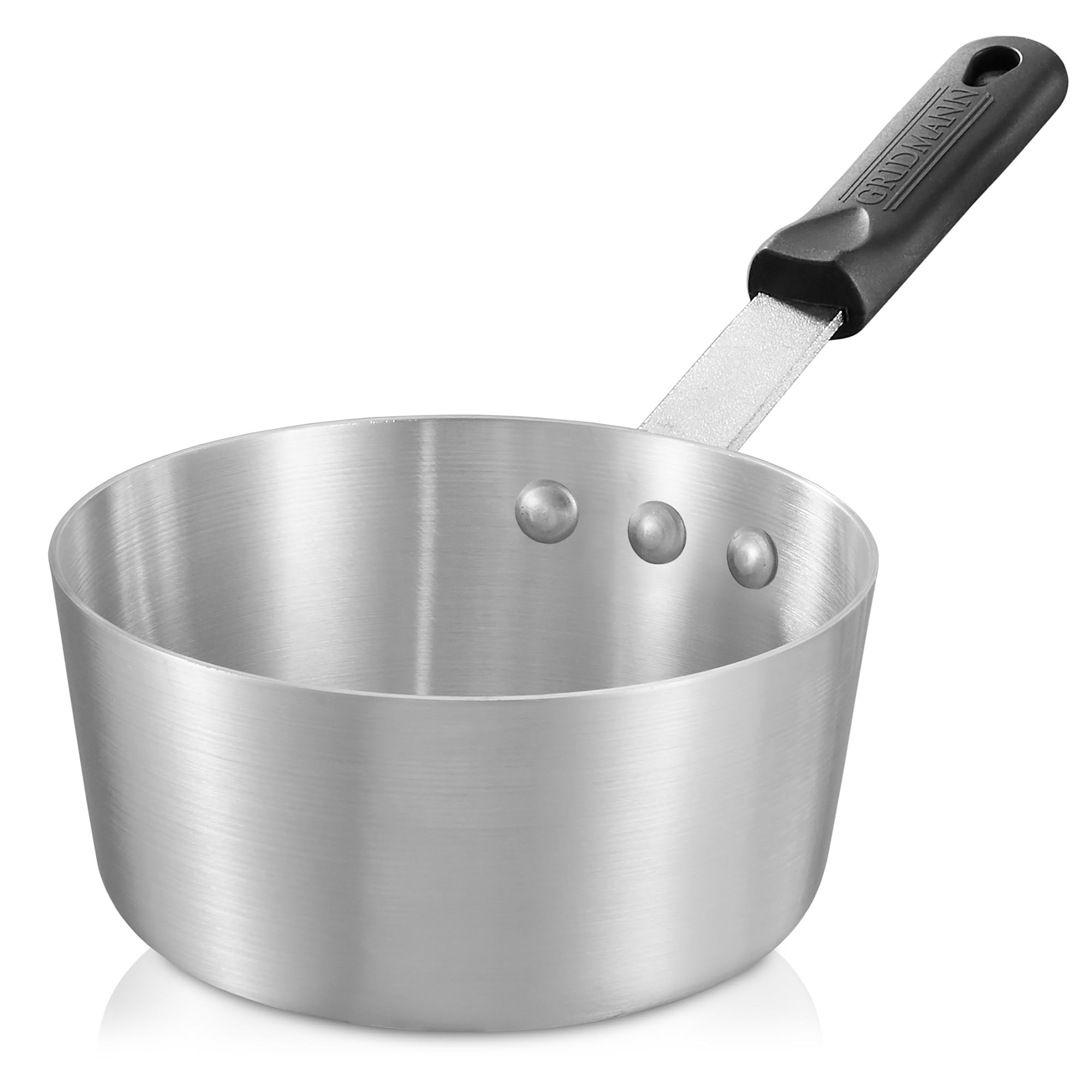 Gridmann 1.5-Quart Tapered Aluminum Sauce Pan With Silicone Handle, Nsf Listed Heavy Duty Professional Cookware