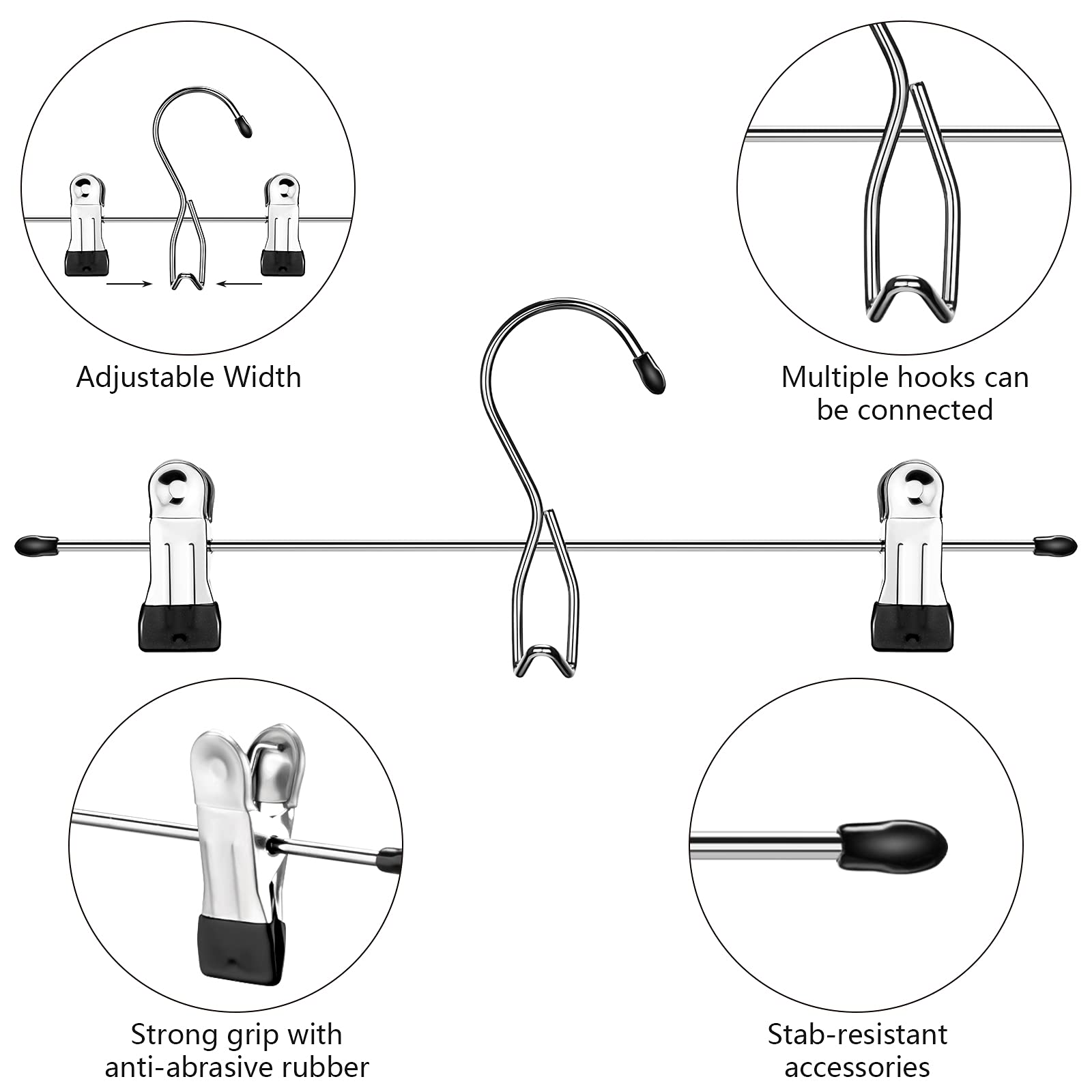 12 Pcs College Dorm Room Supplies Decor Skirt Pants Hangers With Clips Heavy Duty Clip Space Saving Stackable Add On Metal Organ