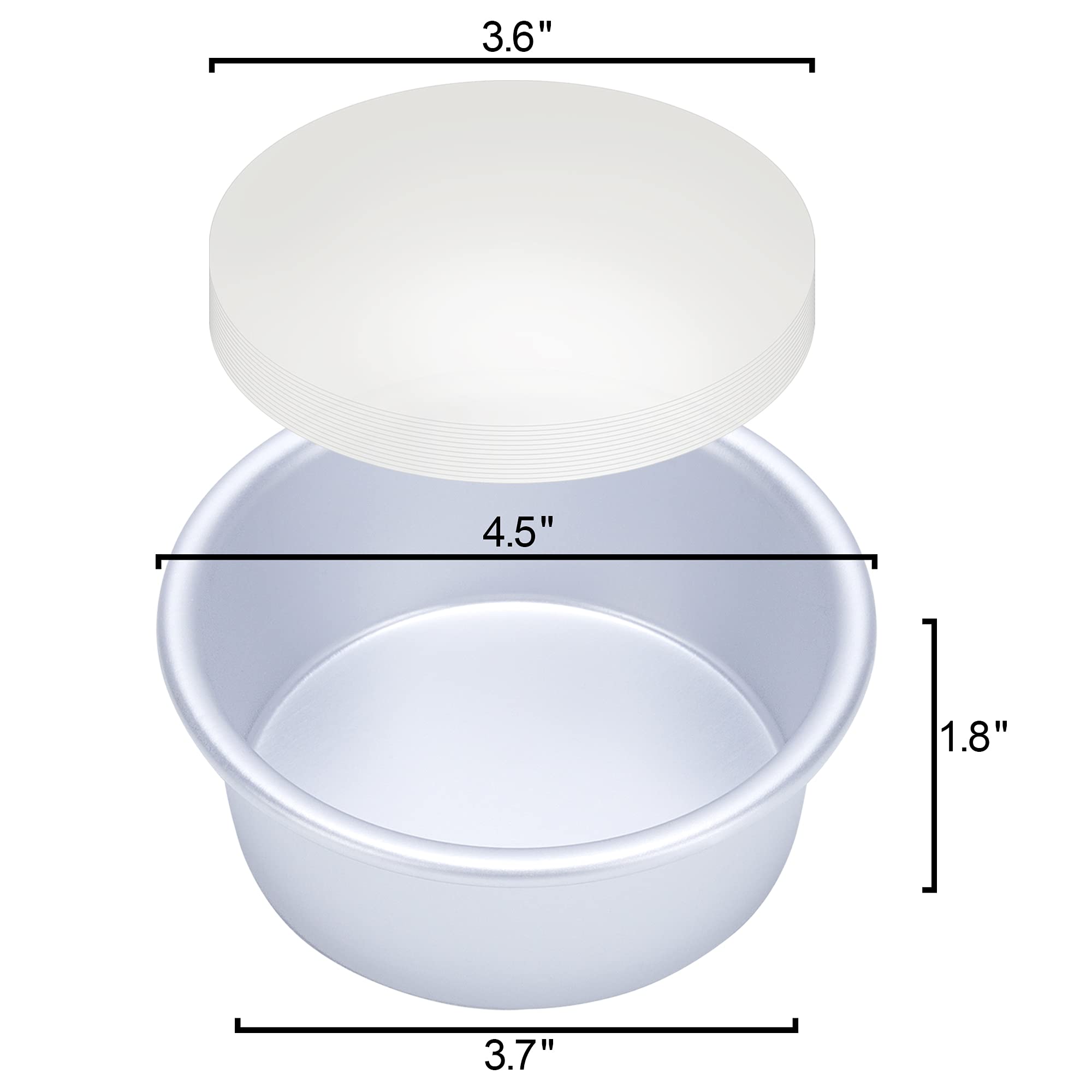 Awtbdp 4 Inch Cake Pan, Set Of 8, Anodized Aluminum Round Pans With 100 Pcs Parchment Paper Tins Baking Pan For Cheese Cake, Piz