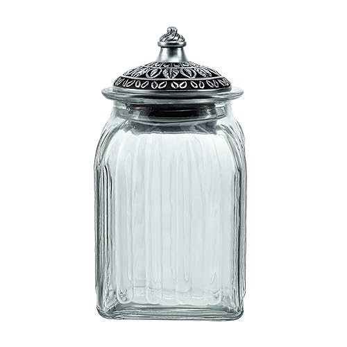 SOCOSY Vintage Transparent Glass Candy Jar with Lid Food Jar Nut Jar Jewelry Box Wedding Candy Buffet Jars Kitchen Storage Containers-30 oz