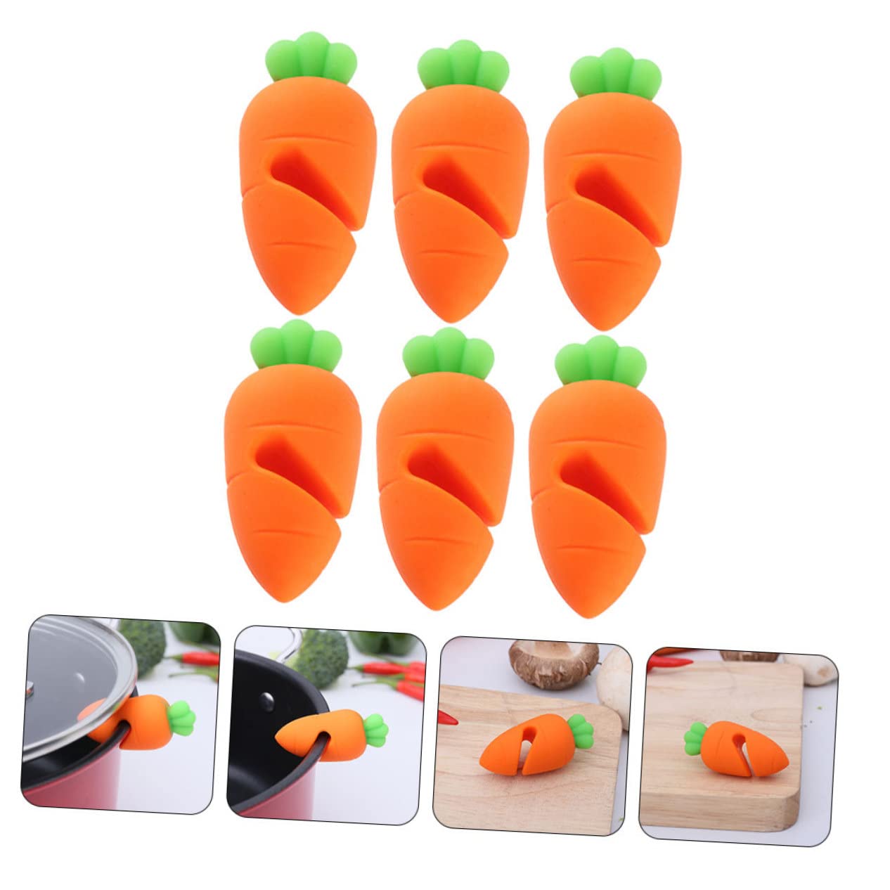 Merryhapy 6Pcs Carrot Boil Lifters - Kitchen Pot Spill Stoppers, Boil Stoppers, Spill-Proof Lifters, Pot Lid Lifters, Pot Boiler
