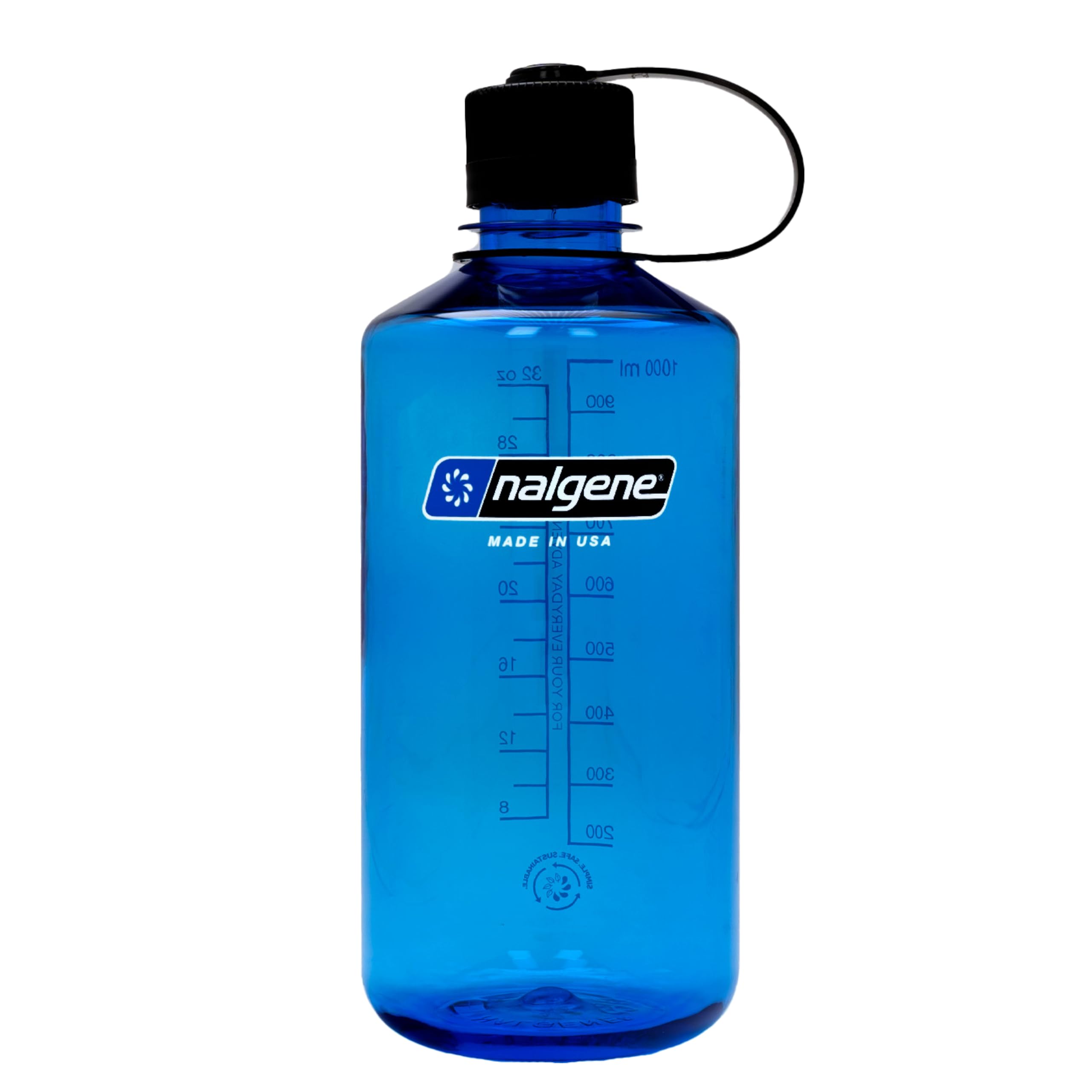 Nalgene Sustain Tritan Bpa-Free Water Bottle Made With Material Derived From 50% Plastic Waste, 32 Oz, Narrow Mouth, Slate Blue