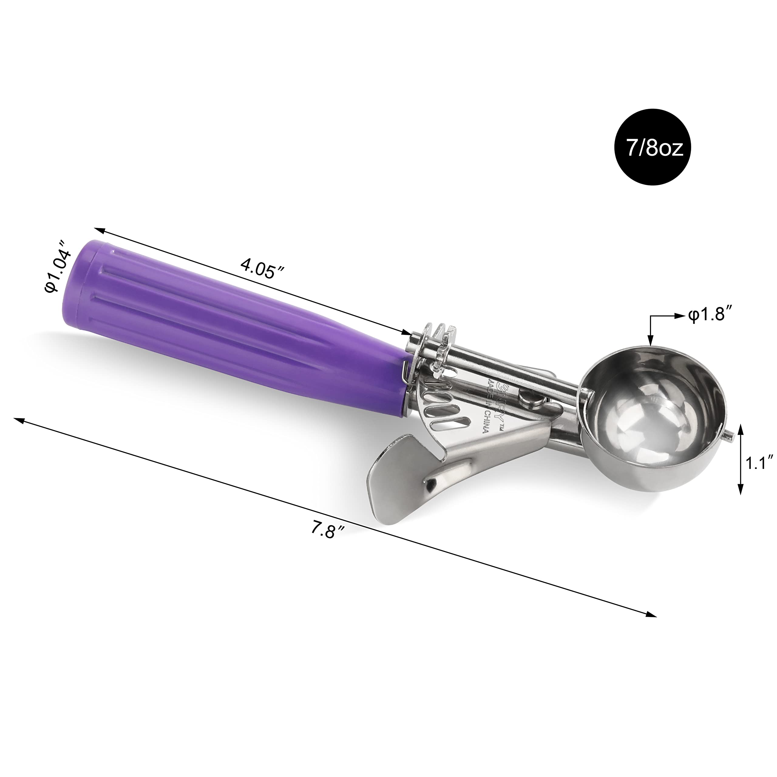 New Star Foodservice 34868 Commercial-Grade Thumb Press Food Disher/Ice Cream Scoop, 18/8 Stainless Steel, 1.75 Oz, Size 24, Red