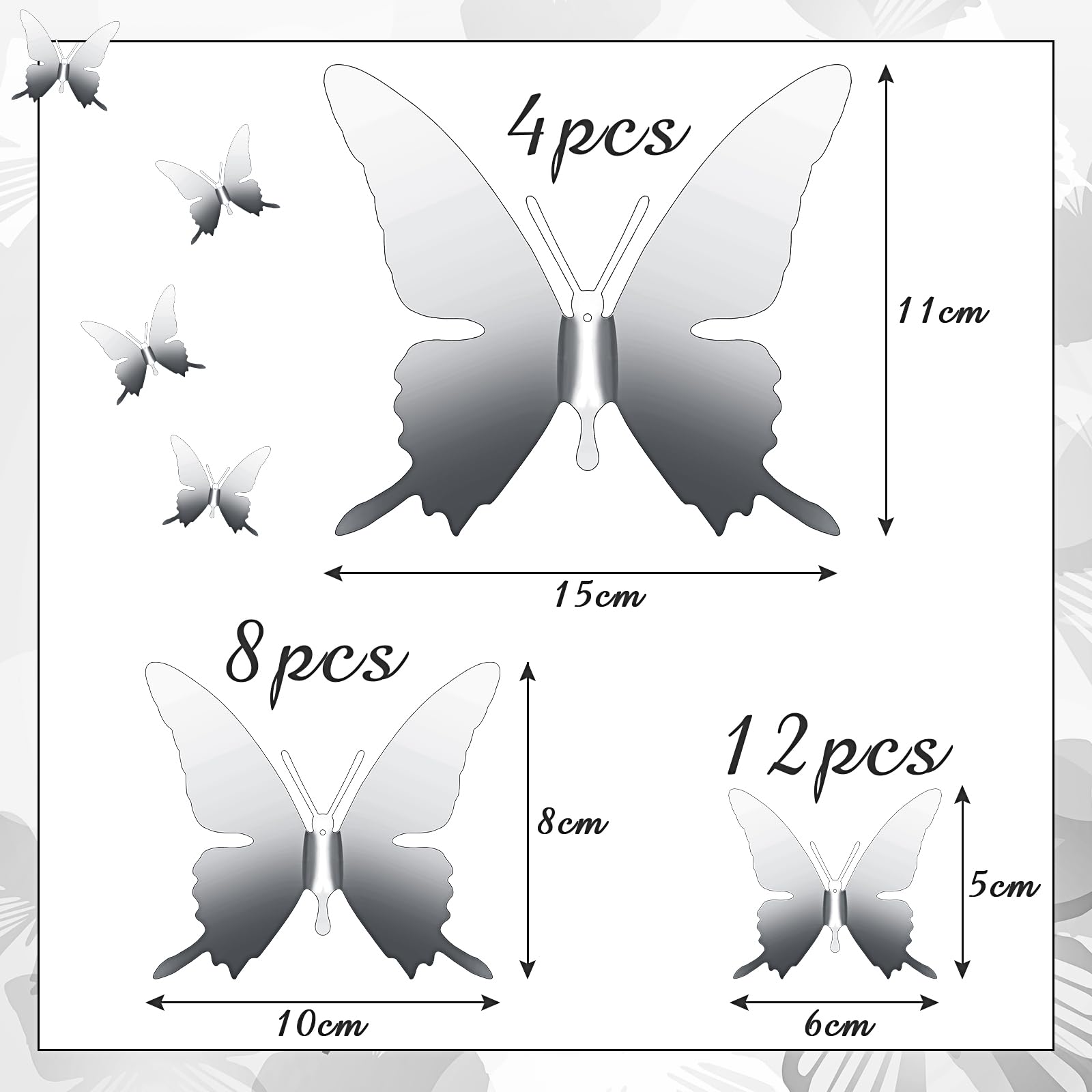 Ferraycle 24 Pieces Metal Butterfly Decorations, 3D Flying Butterfly For Ceiling, Cute Diy Art Decor For Shopping Mall Bedroom H