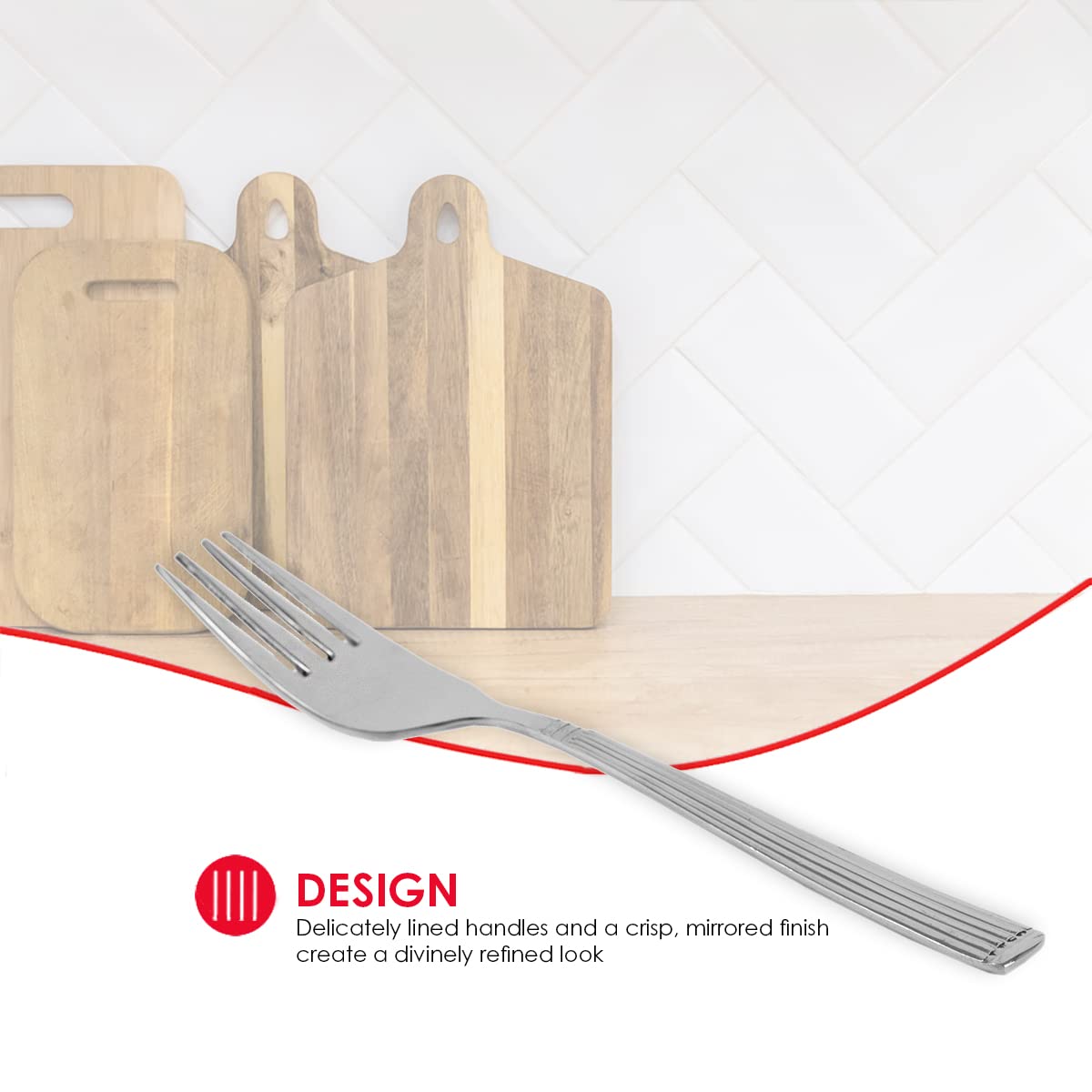 Home Basics Eternity Mirror Finish 4 Piece Stainless Steel Cutlery Flathware, Silver (Dinner Fork)