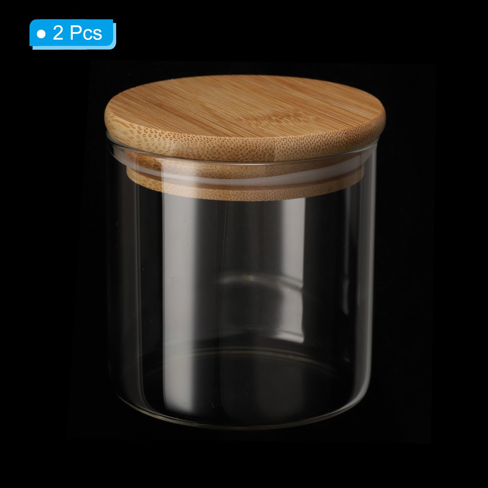 Patikil 14 Oz Glass Jar With Airtight Bamboo Lid, 2 Pack Glass Kitchen Container Clear Food Storage Jar For Nuts Sugar Coffee Be