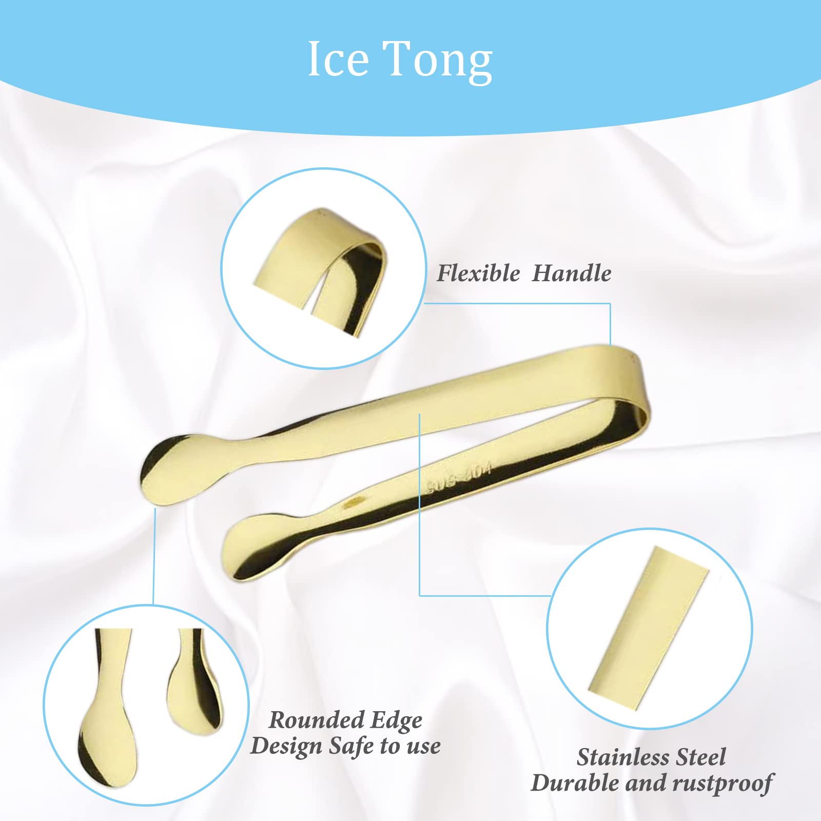 15Pcs Serving Tongs, Ice Tongs Stainless Steel Mini Tongs, 4.25Inch Small Gold Sugar Tongs, Kitchen Tongs Mini Serving Utensils