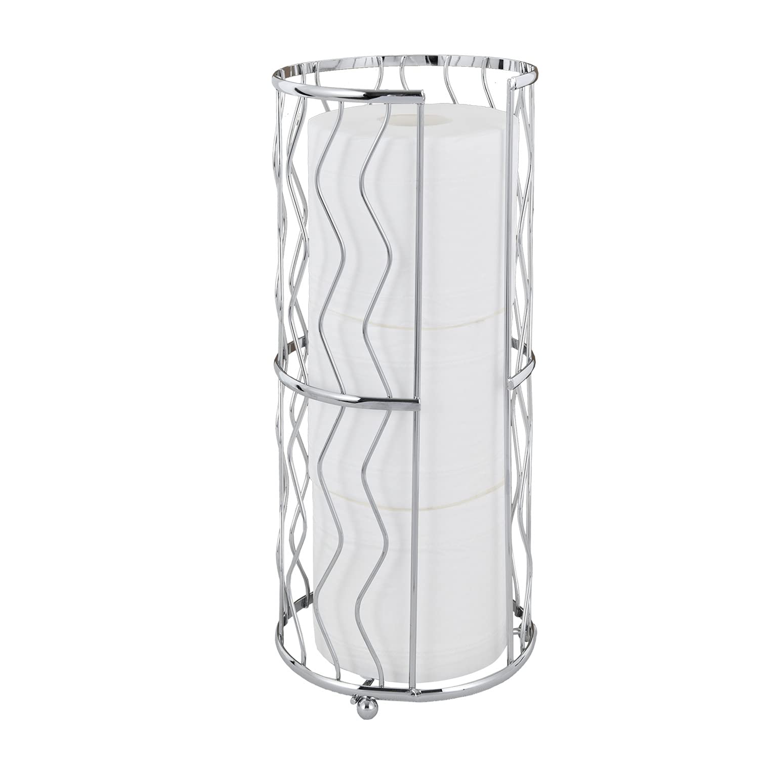 Megier Decorative Metal Standing Toilet Tissue Holder For Bathroom/Powder Room, Compact Tissue Reserve For 3 Jumbo Rolls Of Extr