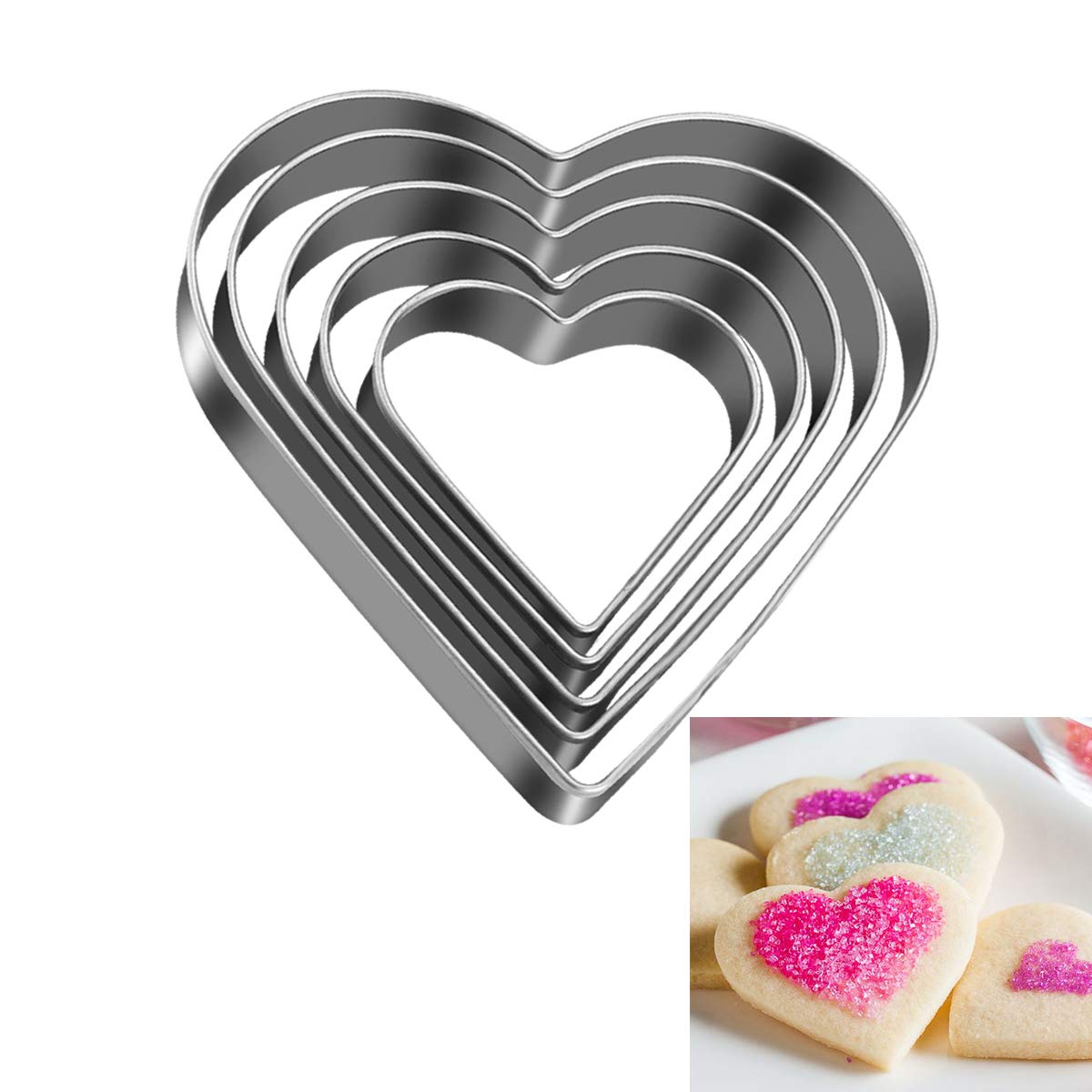 Tmflexe Love Heart Cookie Cutter, Pack Of 5