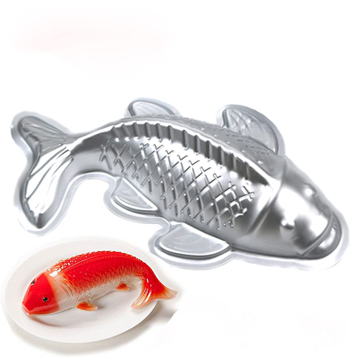 Qfyfgyt 3D Aluminum Alloy Carp Cake Bakeware, Fondant Cake Decoration Bakeware, Fish-Shaped Cake Mold (9 Inch)