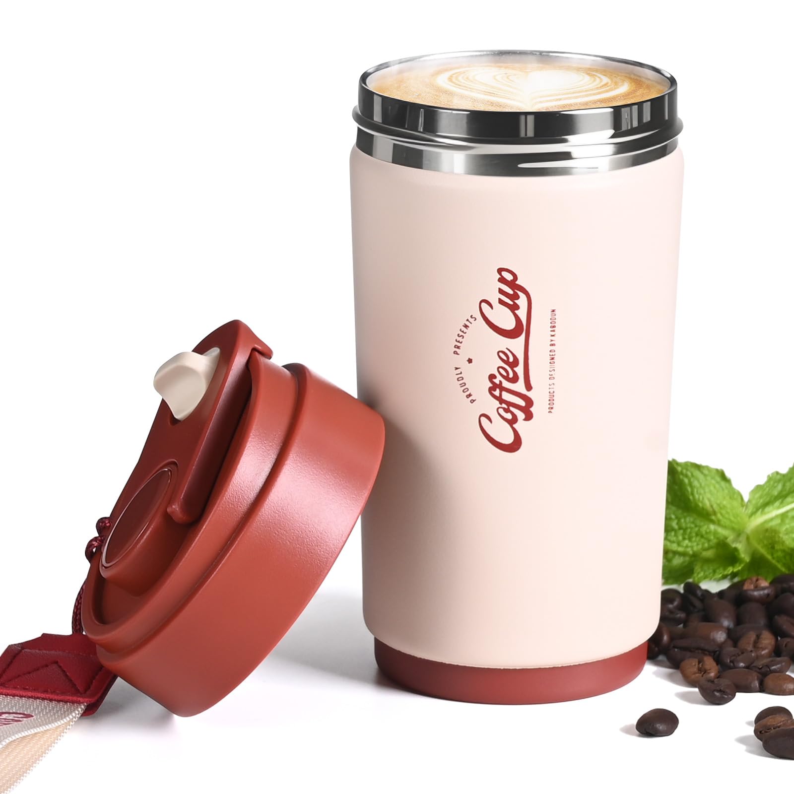 FrutPunch 15OZ 316 Stainless Steel Coffee Tumbler with Lid, Red
