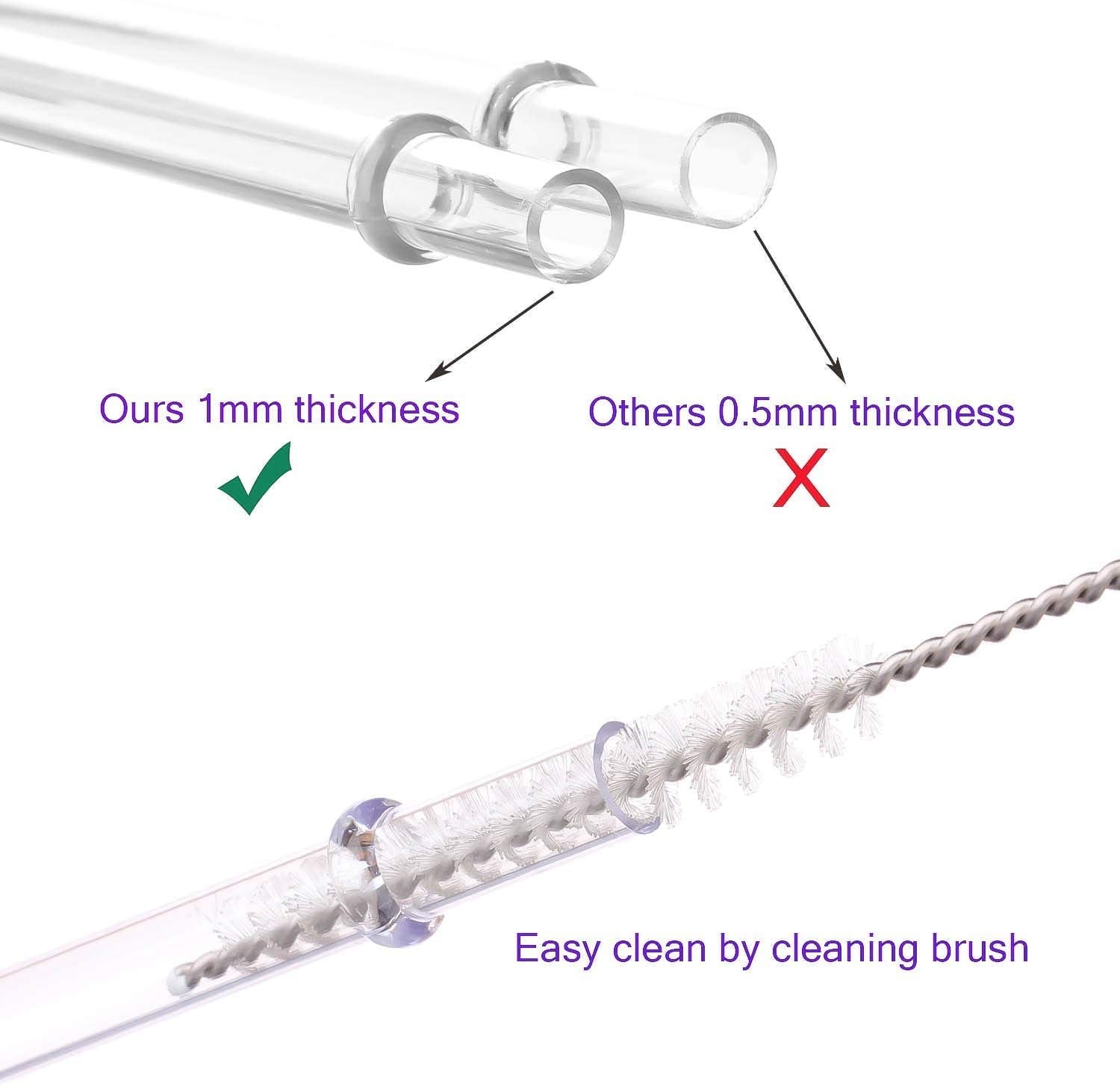 Dakoufish 13 Inch Long Black Reusable Plastic Replacement Drinking Straws For 40 Oz & 50 Oz Mason Jar,Tumblers, Set Of 12 With C