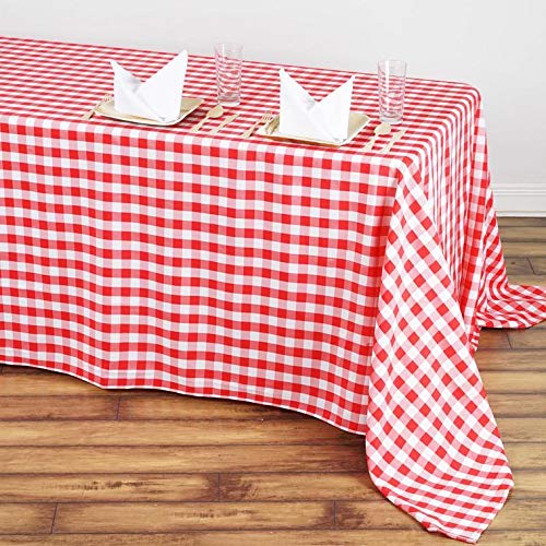 Balsacircle 90-Inch X 132-Inch Red Checkered Tablecloth Table Linens Wedding Party Events Decorations Kitchen Dining Catering