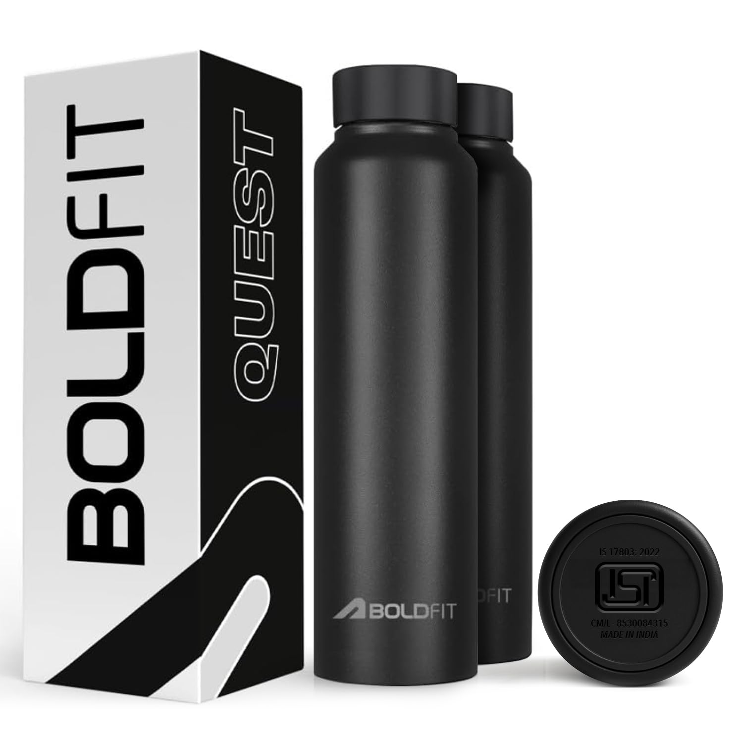 Boldfit Water Bottles Stainless Steel Water Bottle 1 Litre For School, Office, Home, Gym 1 Litre Sipper For Men Leakproof, Rust 