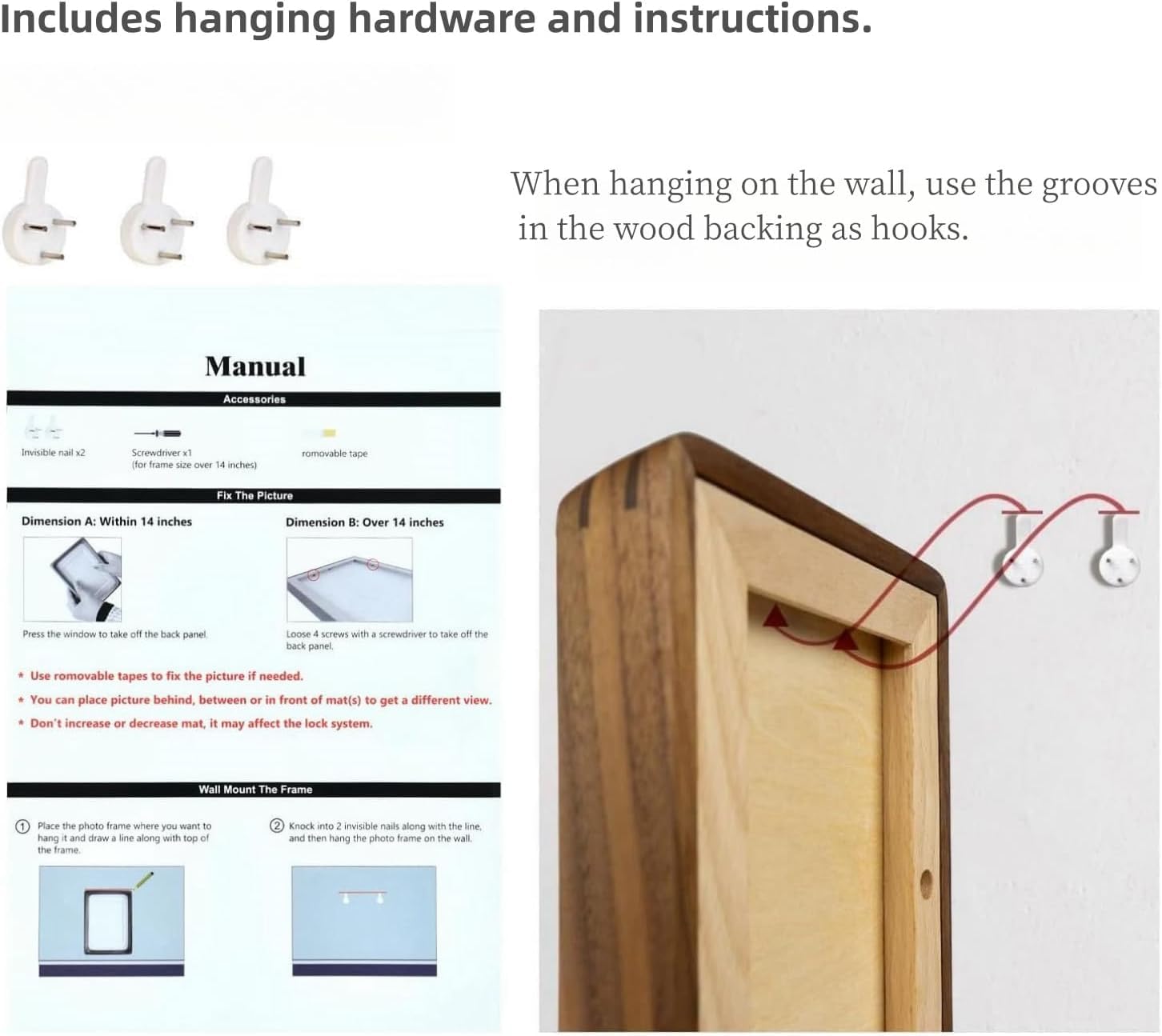 FLECHAZO 12x12 Frame, Natural Solid Walnut Wood 12x12 Picture Frame with Mat for 10x10 Photos, Square Wall Gallery Photo Frame f