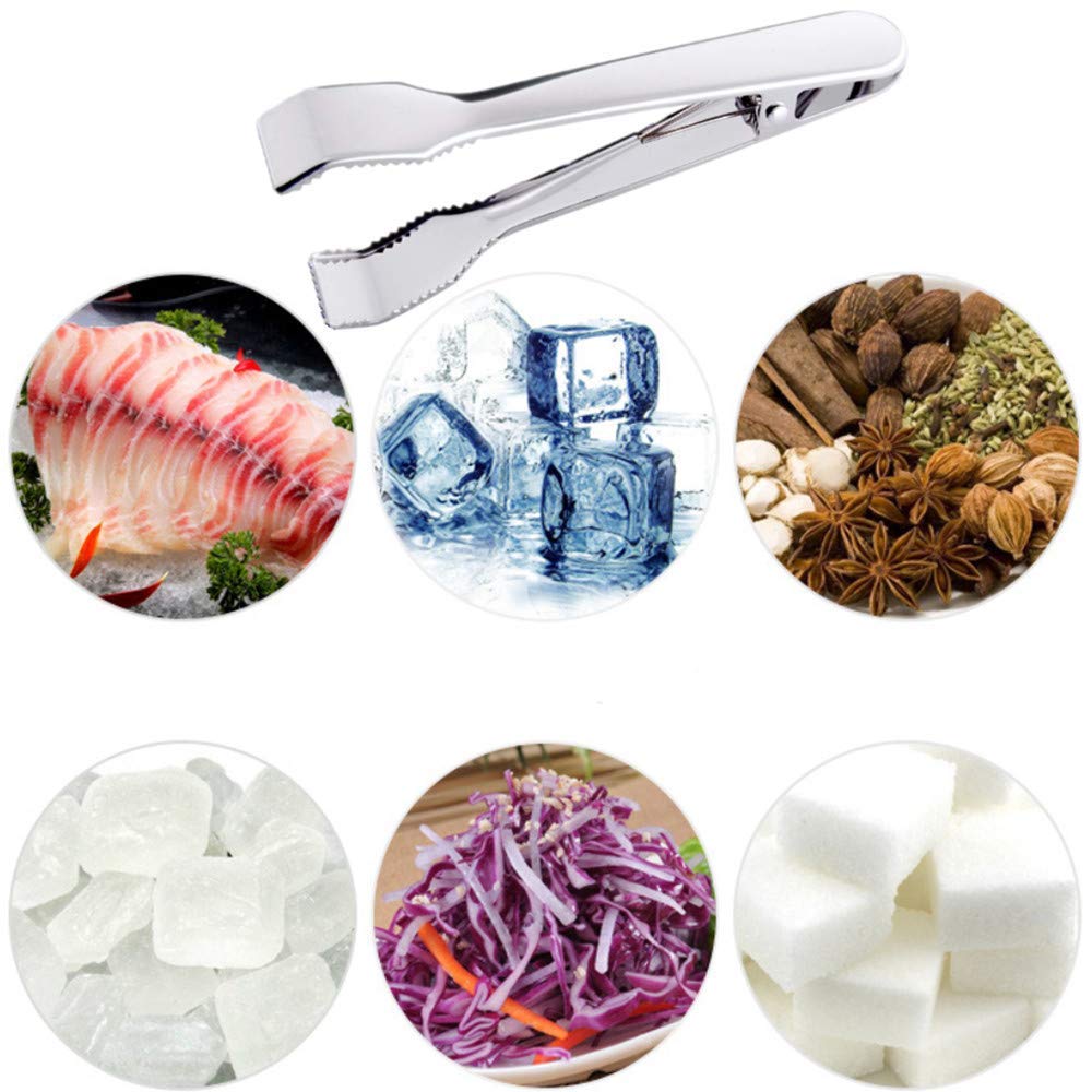 Toonev Stainless Steel Ice Tongs With Sawteeth For Ice Bucket Ice Sugar Cubes Coffee Bar Food Serving (2Pcs)