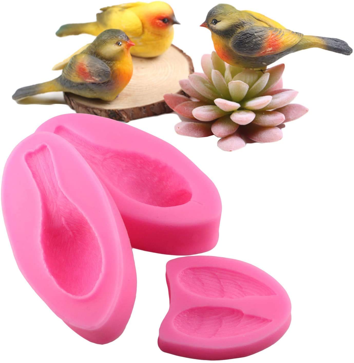 3 Pcs/Set Small Bird Cake Topper Fondant Decor 3D Baking Chocolates Hard Candies Desserts Candles Drop Glue Decor Silicone Mold